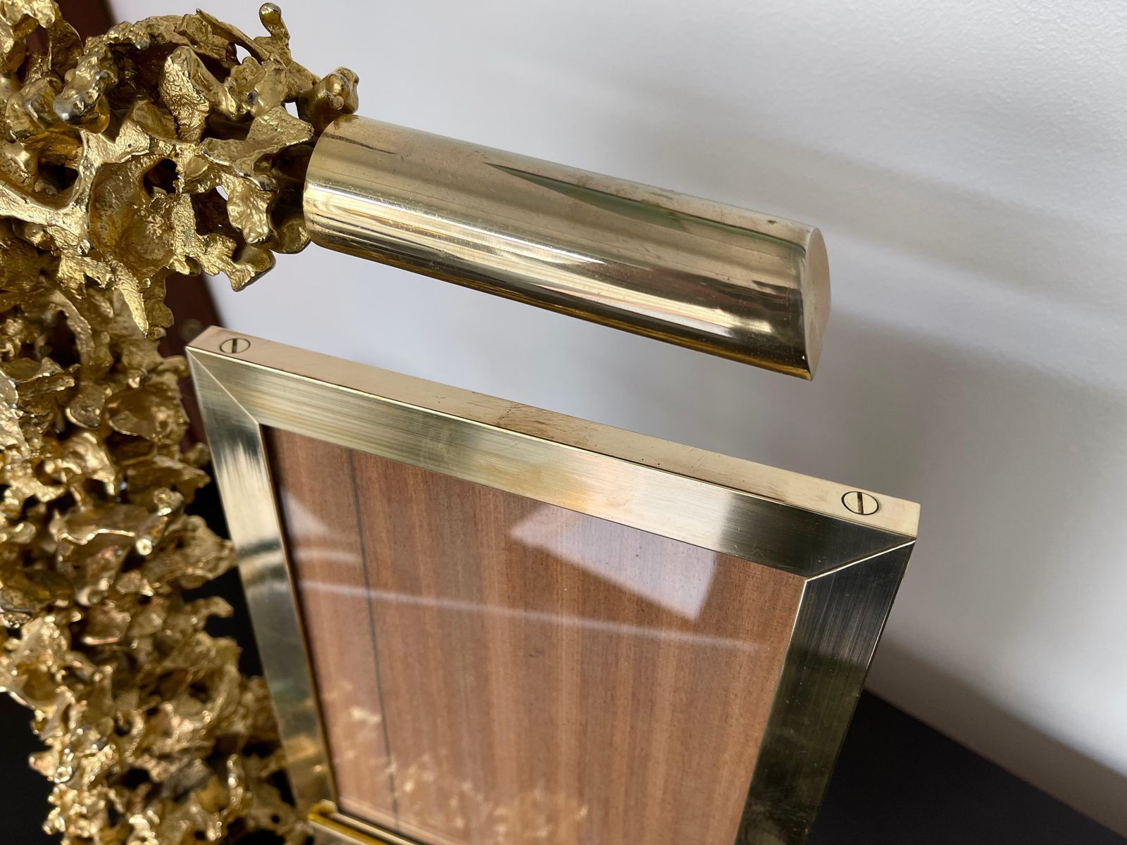Large Gilt Bronze And Dioptase Lamp Picture Frame By Boeltz, France, 1970s photo Home Decor