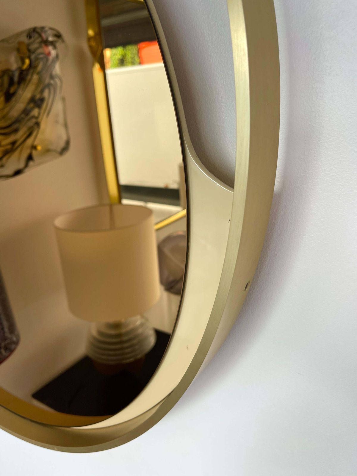 Brass Round Mirror Gold Tinted Glass By Modernindustria, Italy, 1970s photo buy