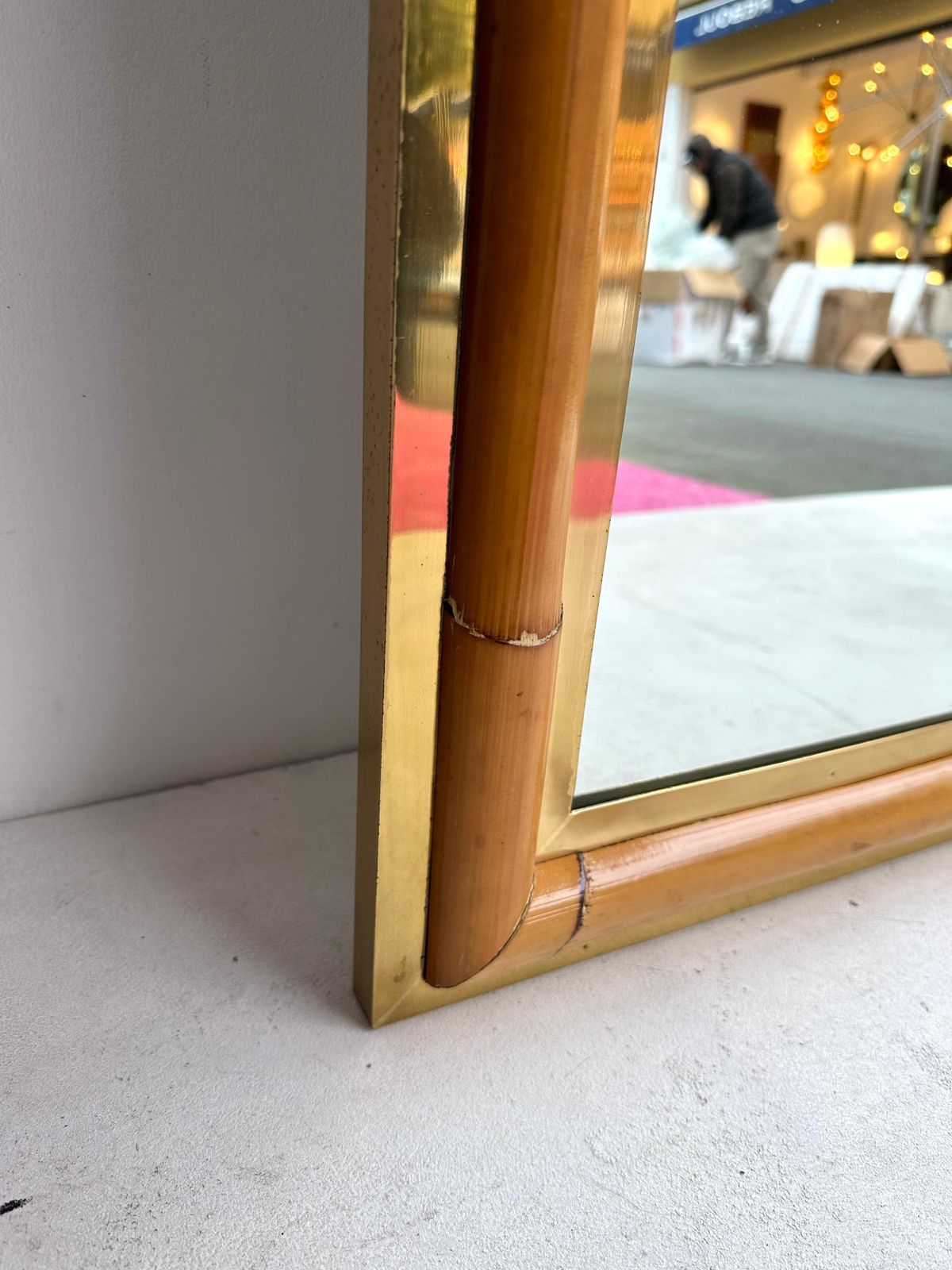 Mirror Bamboo And Brass, Galerie Maison Et Jardin, France, 1970s photo vintage