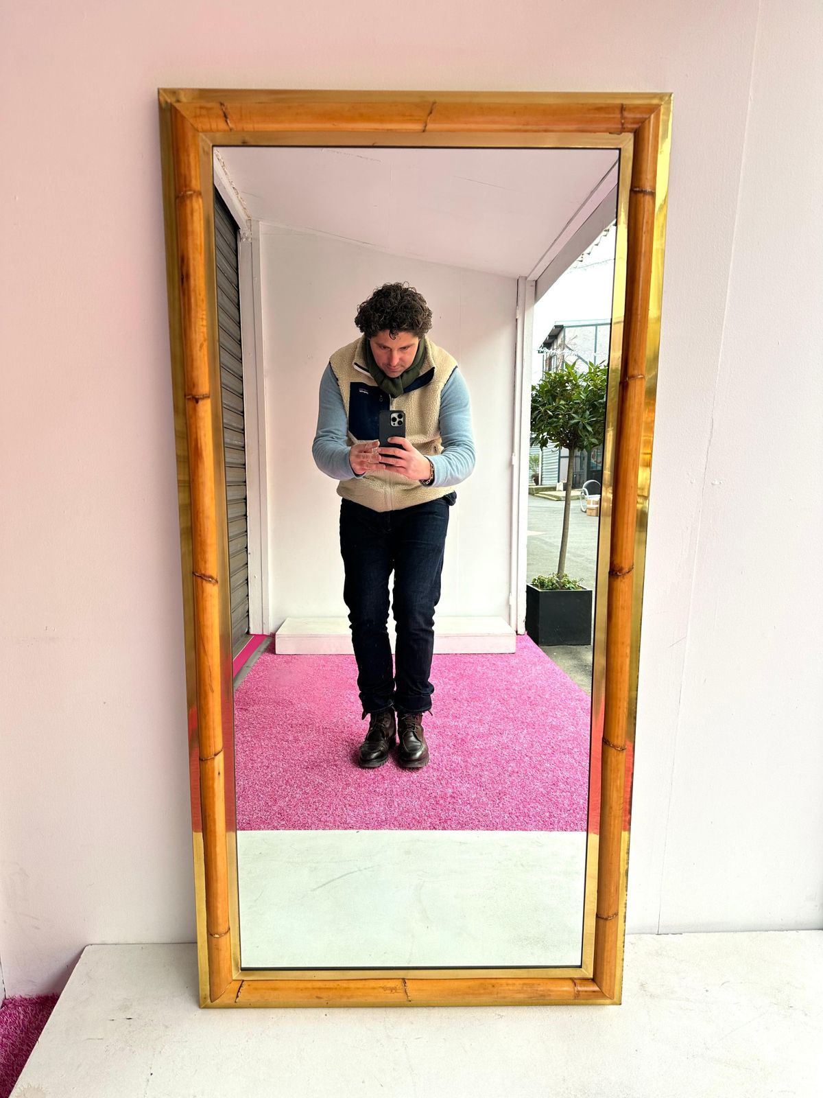 photo for sale Mirror Bamboo And Brass, Galerie Maison Et Jardin, France, 1970s