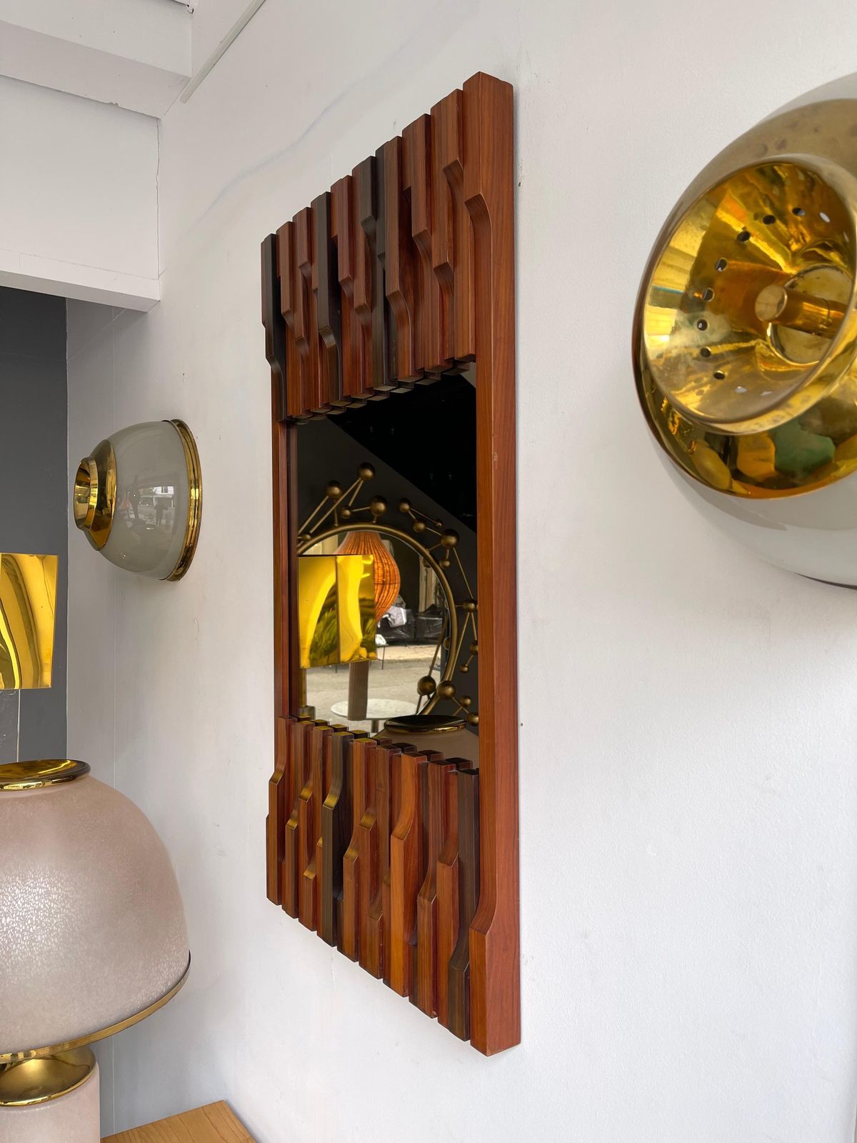 Wood Mirror By Luciano Frigerio. Italy, 1970s photo Home Decor