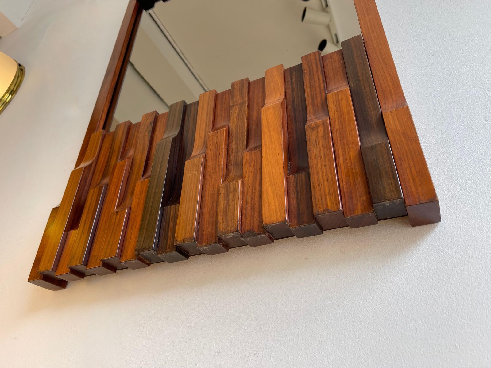 photo for sale Wood Mirror By Luciano Frigerio. Italy, 1970s