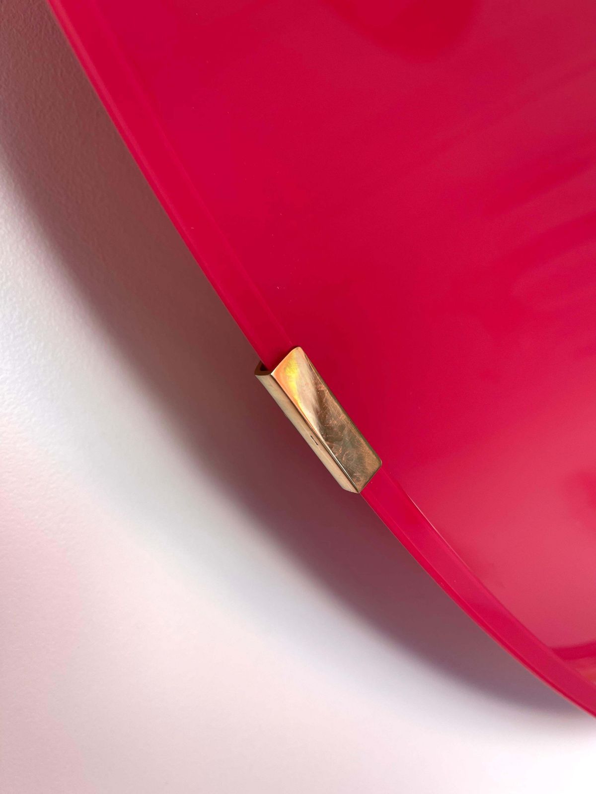 Large Contemporary Curve Concave Pink Mat Mirror, Italy photo vinterior