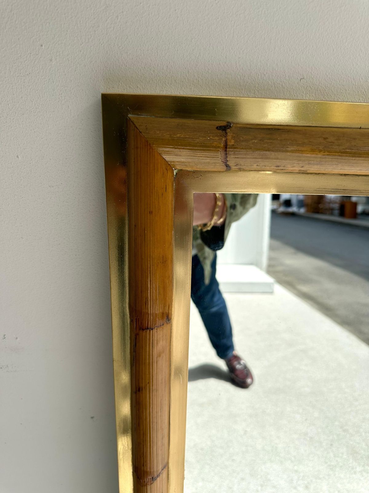 Brass And Bamboo Wall Mirror By Vivai Del Sud. Italy, 1970s photo Home Decor