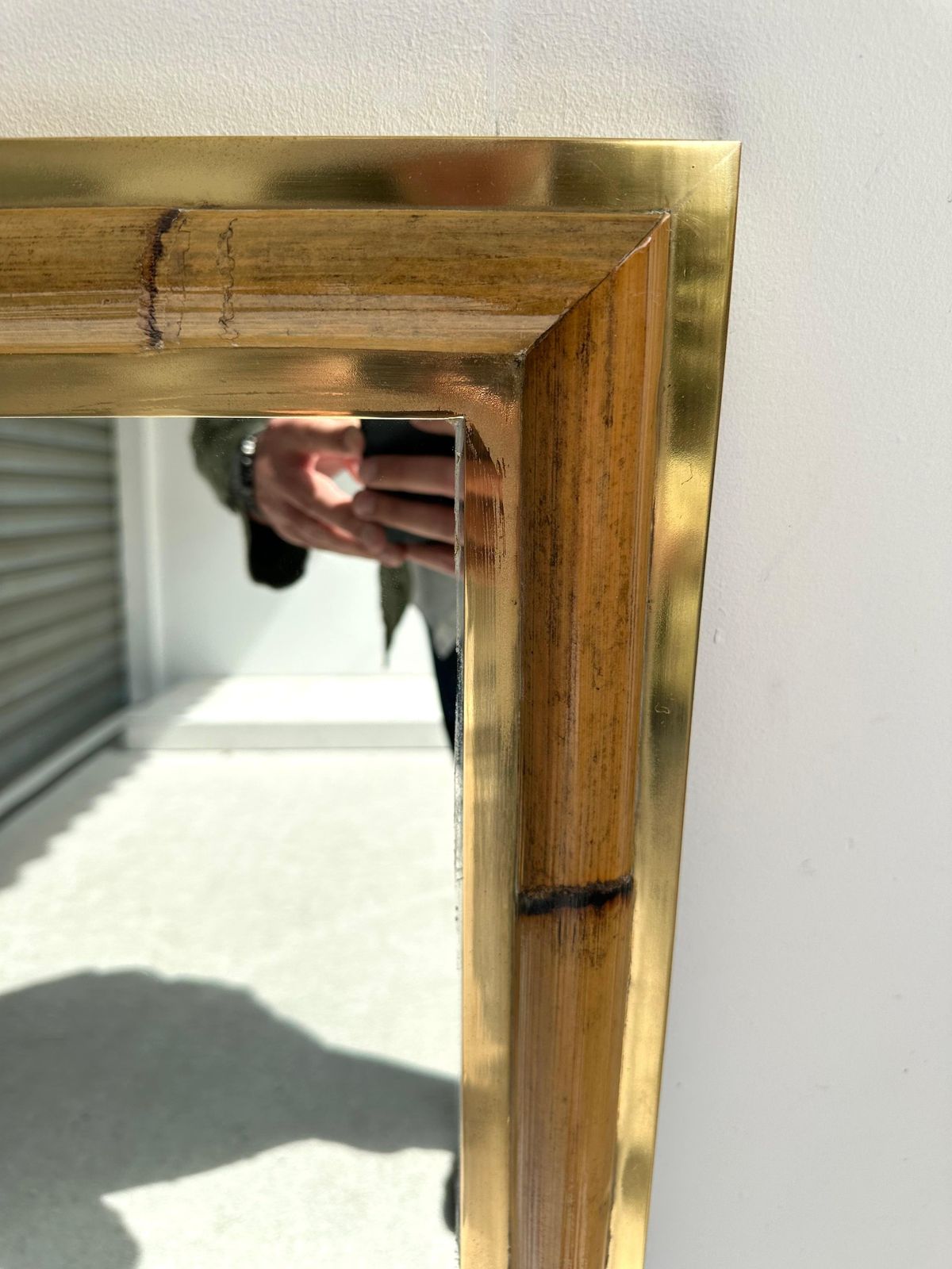4105.0 Brass And Bamboo Wall Mirror By Vivai Del Sud. Italy, 1970s photo