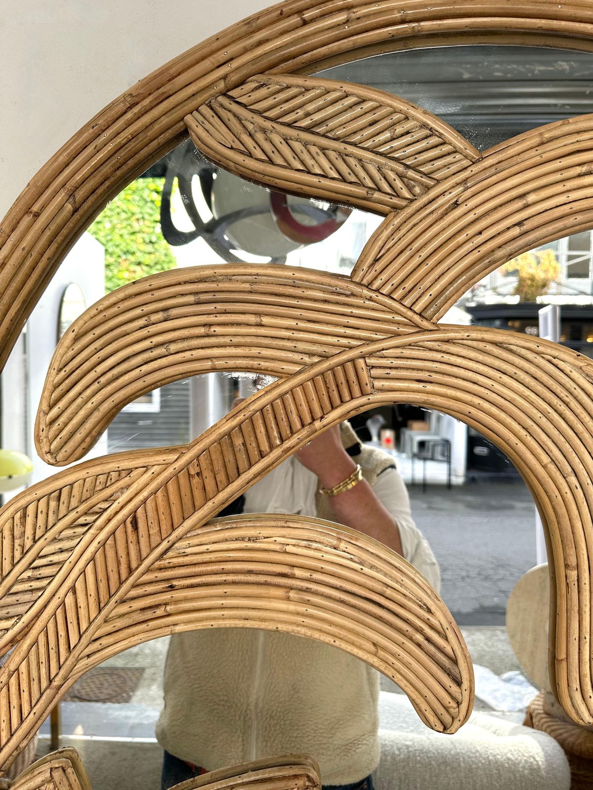 Rattan Palm Tree Mirror By Vivai Del Sud. Italy, 1970s photo buy