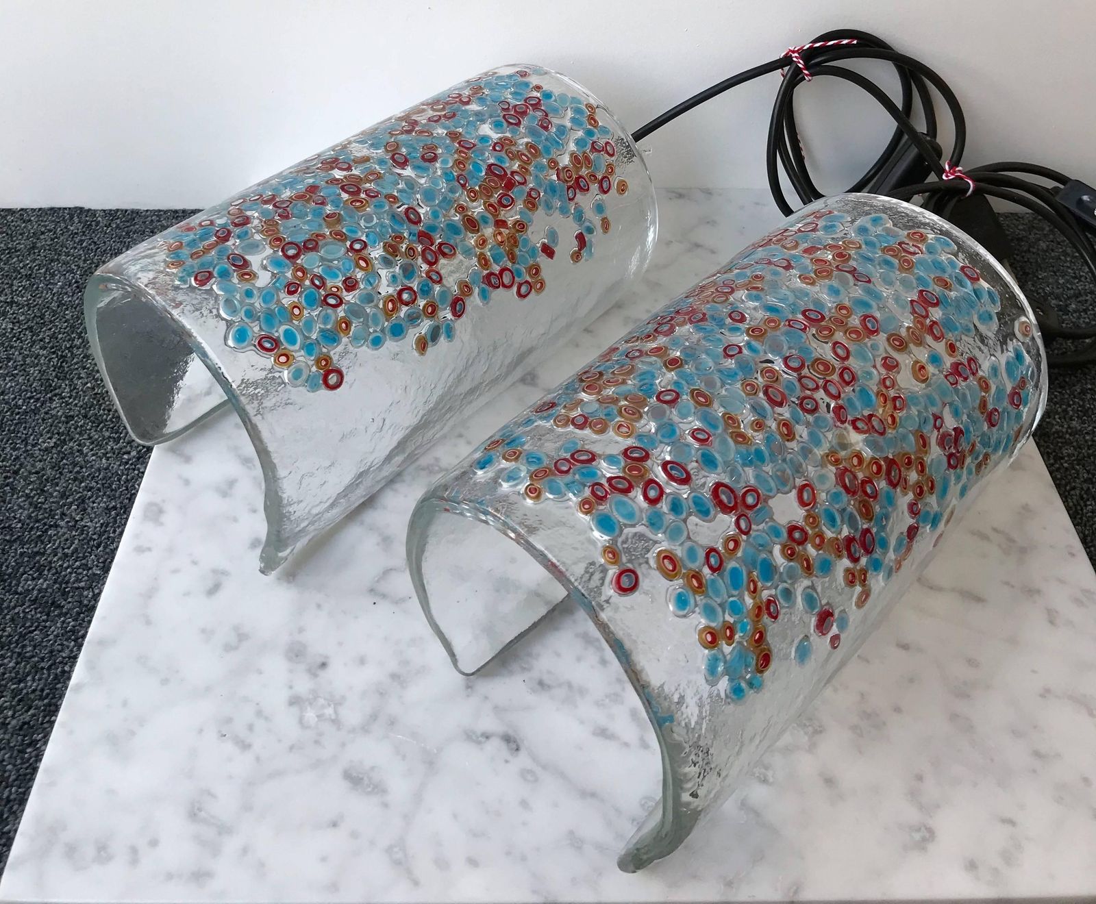 Pair Of Lamps Art Glass By Barbini Murano, Italy, 1980s photo furniture