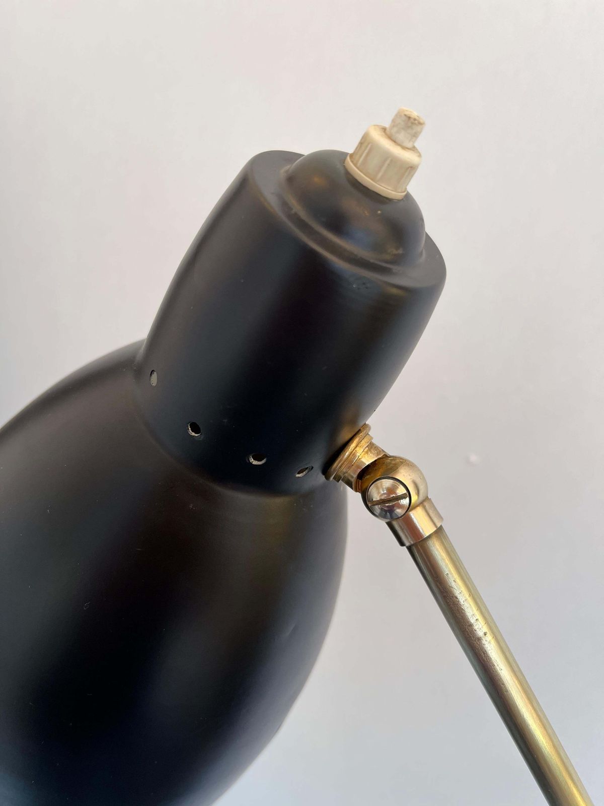 Mid Century Floor Lamp Brass And Lacquered Metal, Italy, 1950s photo furniture