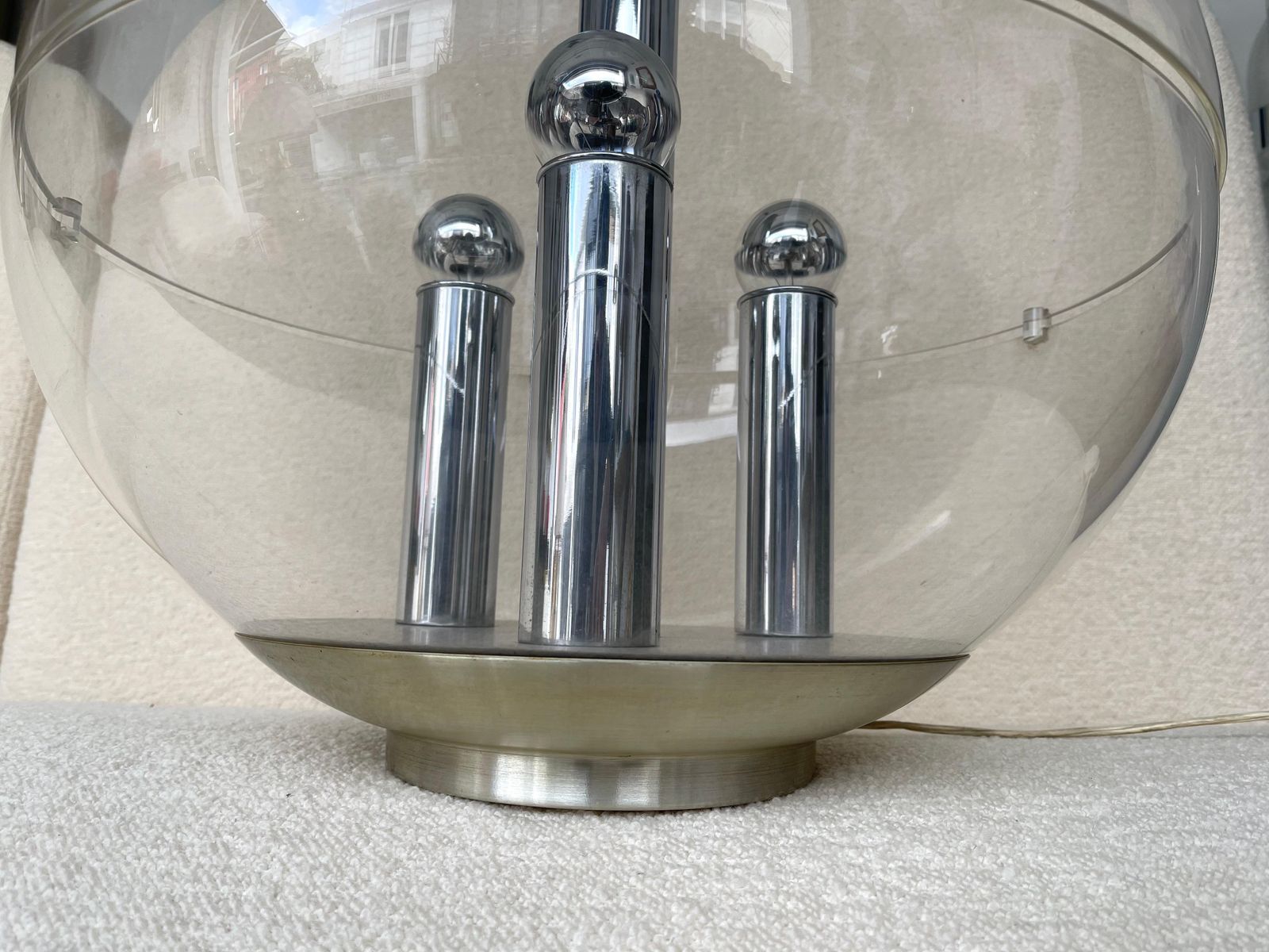 Large Space Age Lucite And Metal Ball Lamp, Italy, 1970s photo furniture