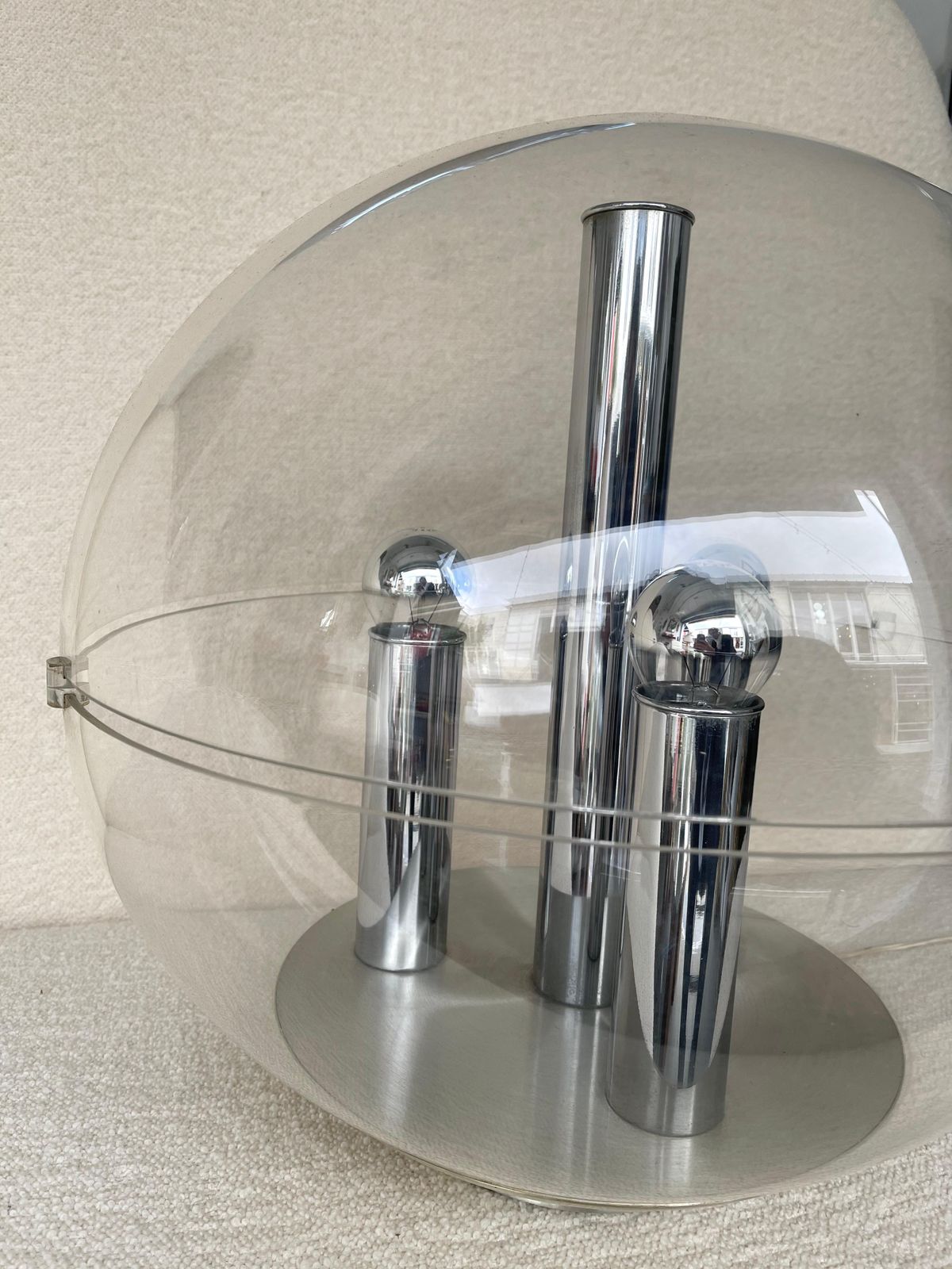 Large Space Age Lucite And Metal Ball Lamp, Italy, 1970s photo vinterior