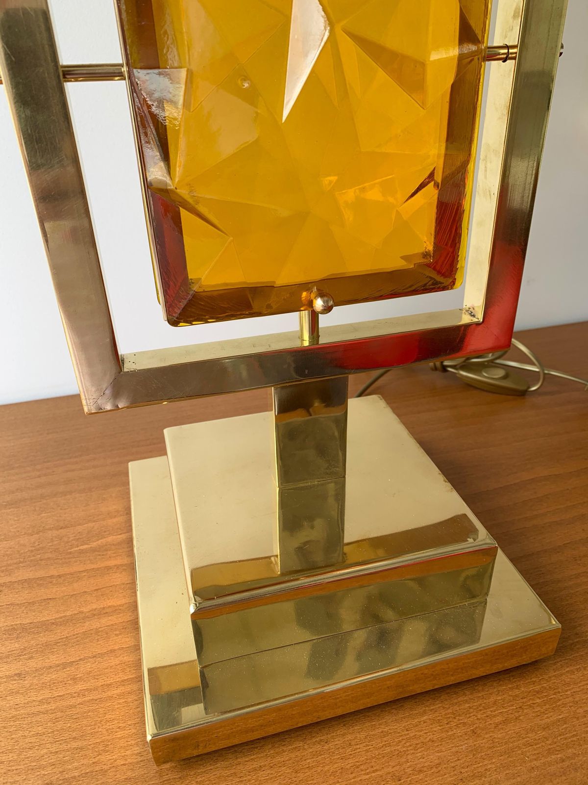 Contemporary Pair Of Brass Lamps Murano Glass, Italy photo vintage