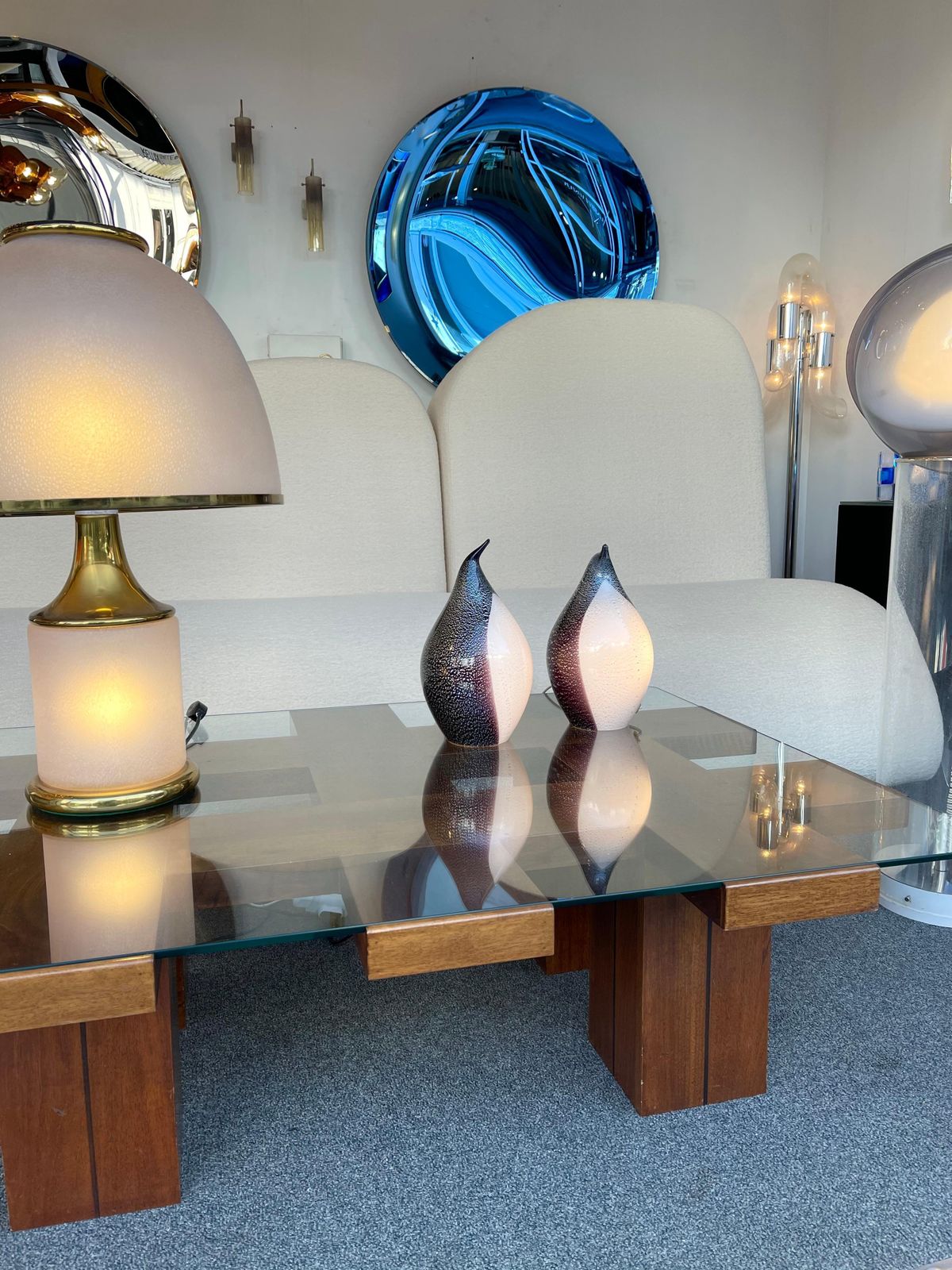 Pair Of Penguin Murano Glass Lamps, Italy, 1980s photo for sale
