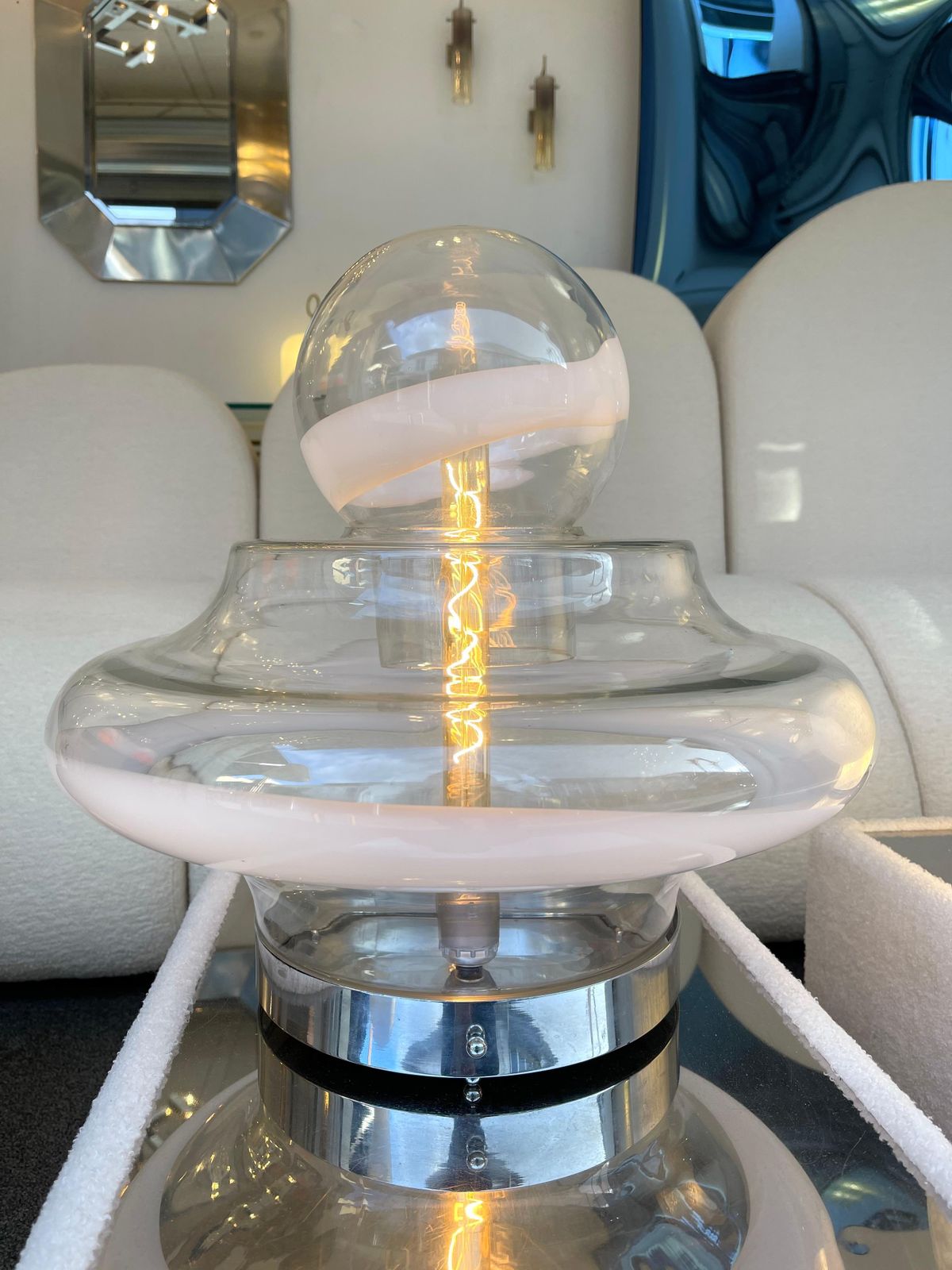 Lighting Lamp Murano Glass And Metal By Mazzega, Italy, 1970s photo