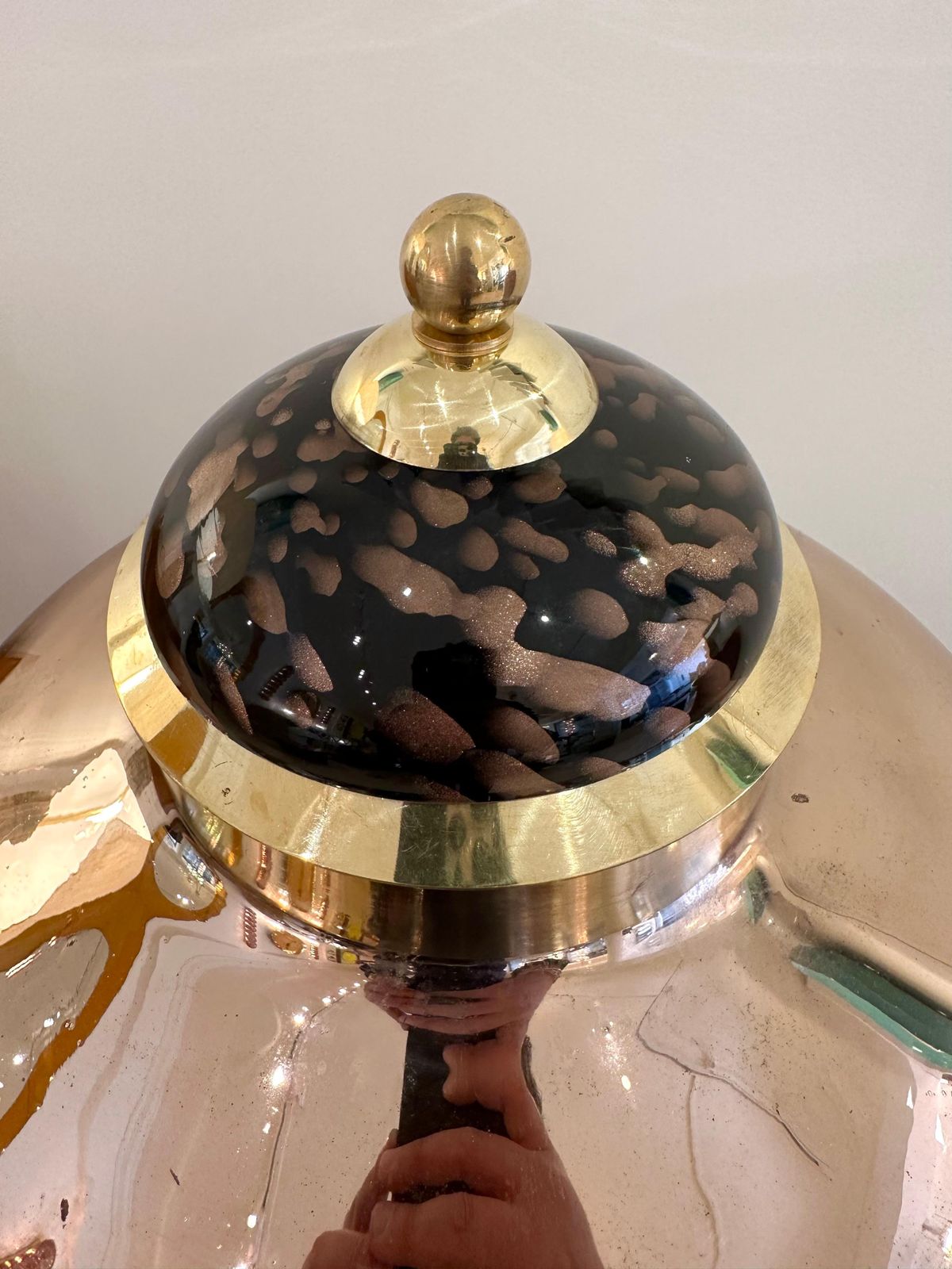 Contemporary Brass And Gold Murano Glass Lamp, Italy photo vinterior