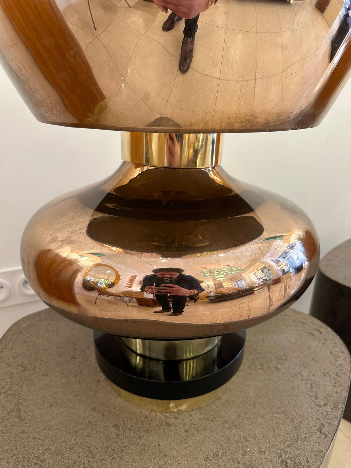 Contemporary Brass And Gold Murano Glass Lamp, Italy photo buy