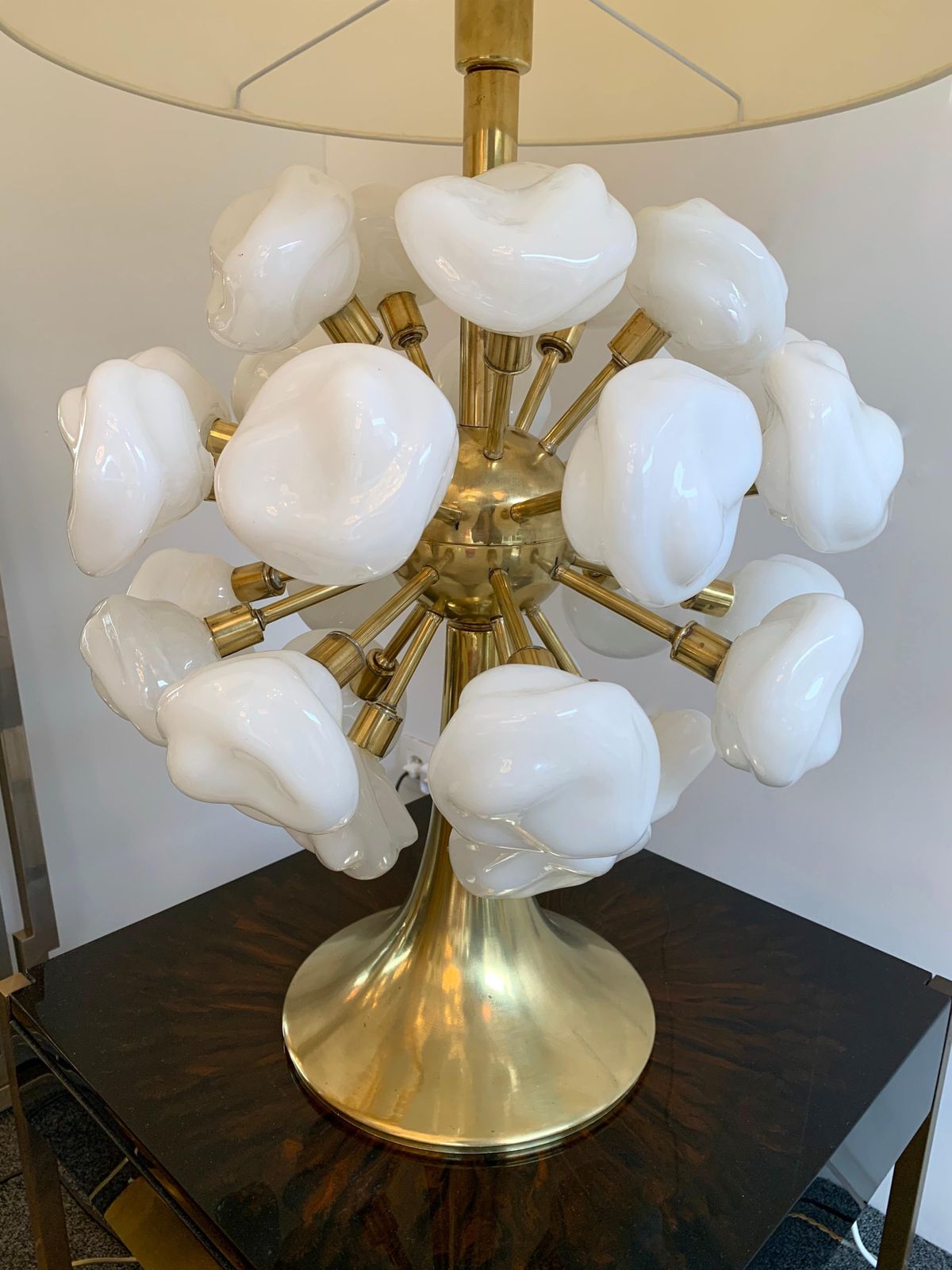 Lighting Contemporary Brass Sputnik Murano Glass Cloud Lamp, Italy photo