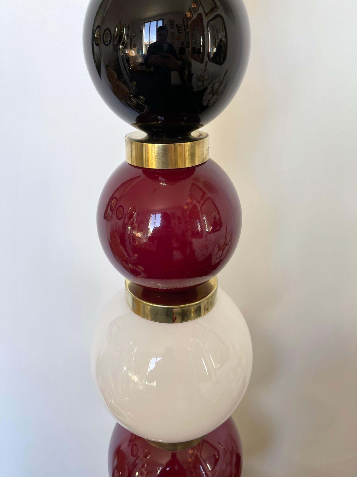 Contemporary Brass Murano Glass Atomo Ball Floor Lamp, Italy photo vintage