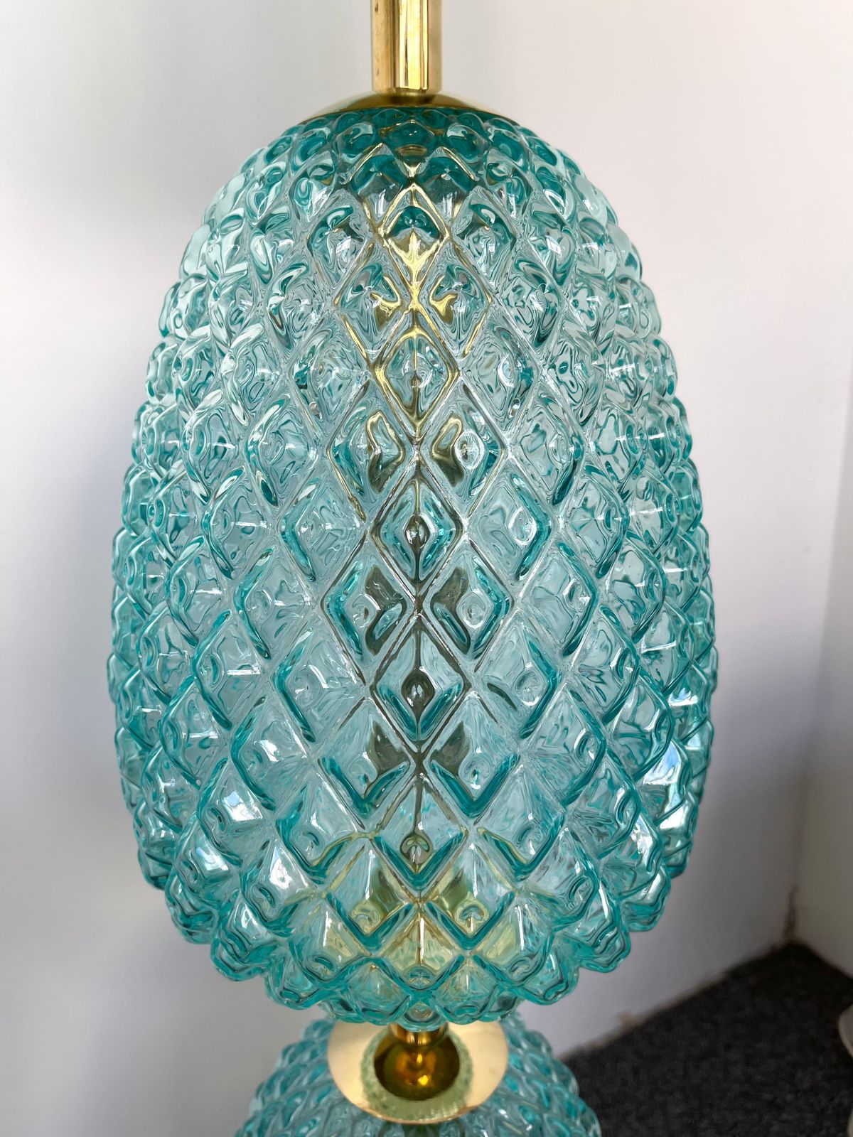 photo furniture Contemporary Brass Pineapple Murano Glass Floor Lamp, Italy