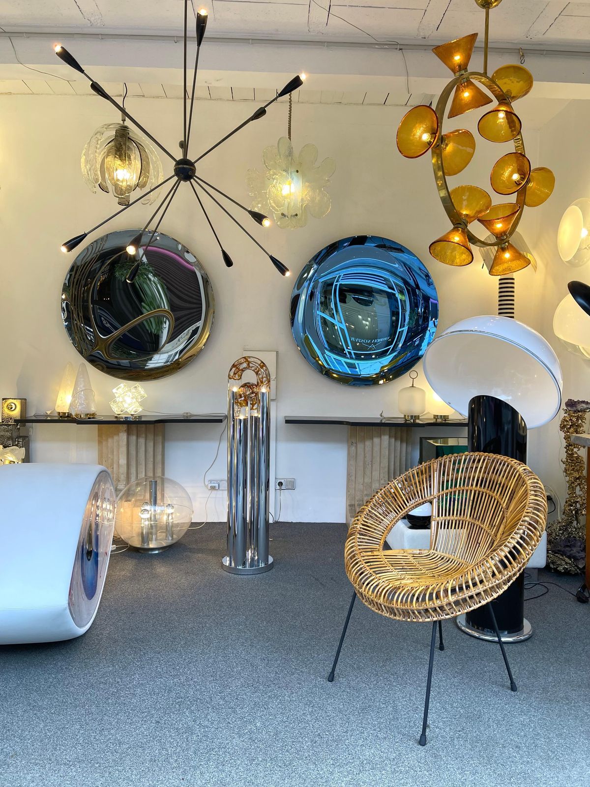 Mid Century Modern Ring Floor Lamp Murano Glass Metal By Mazzega, Italy, 1970s photo furniture