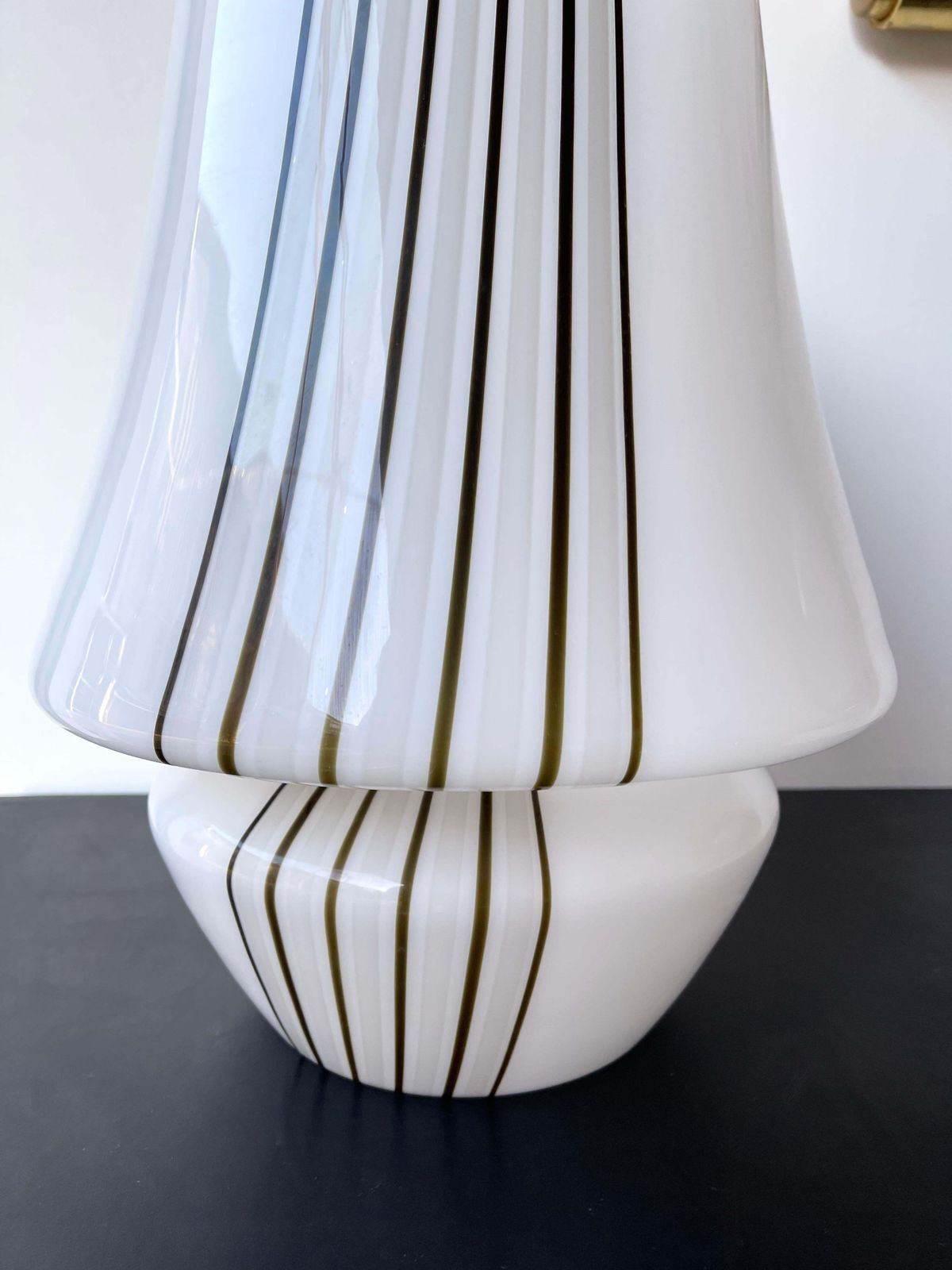 Lighting Pair Of Large Stripe Murano Glass Lamps, Italy, 1970s photo