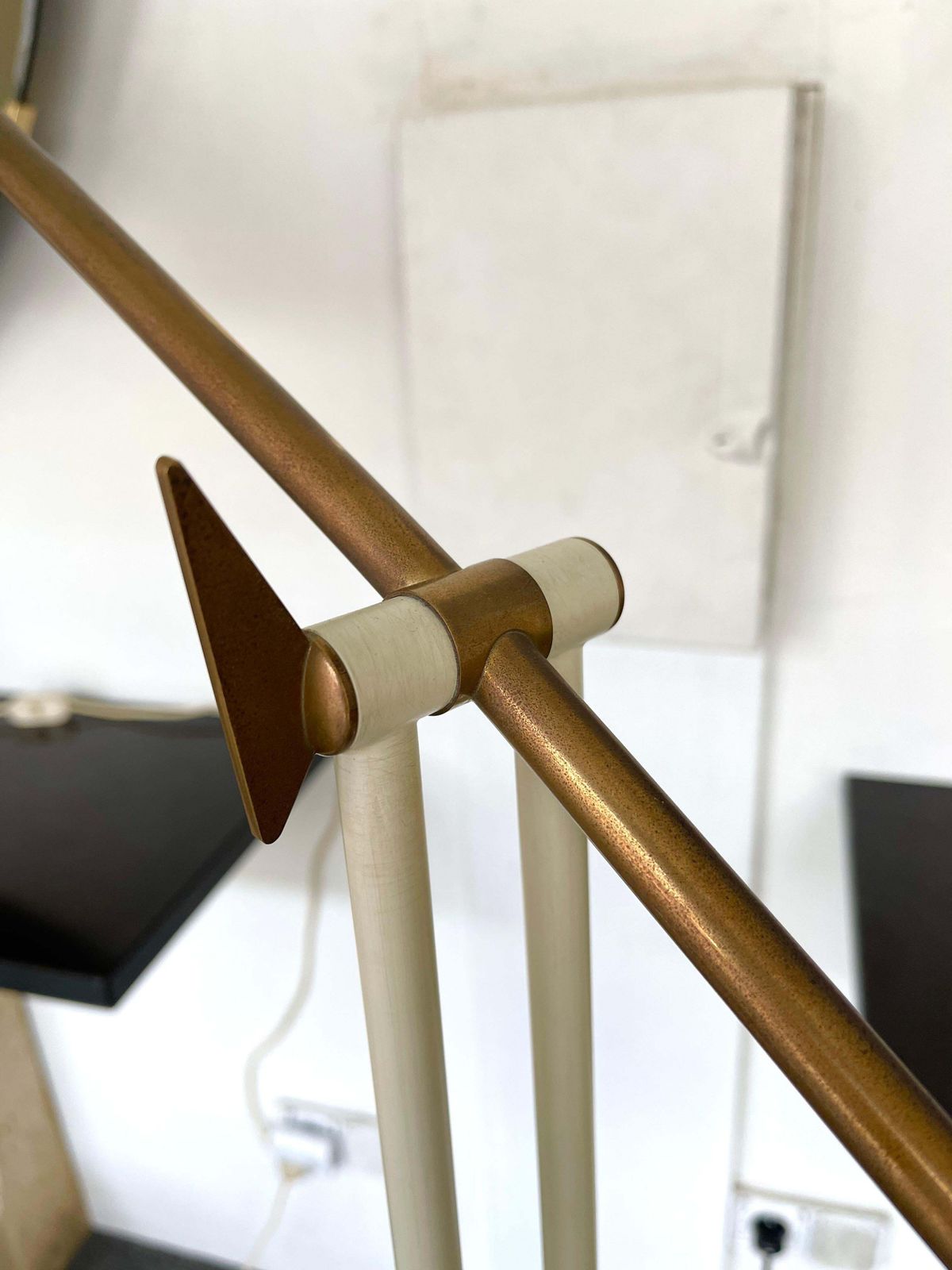 Mid Century Reading Floor Lamp Brass Lacquered Metal By Stilnovo, Italy, 1960s photo for sale