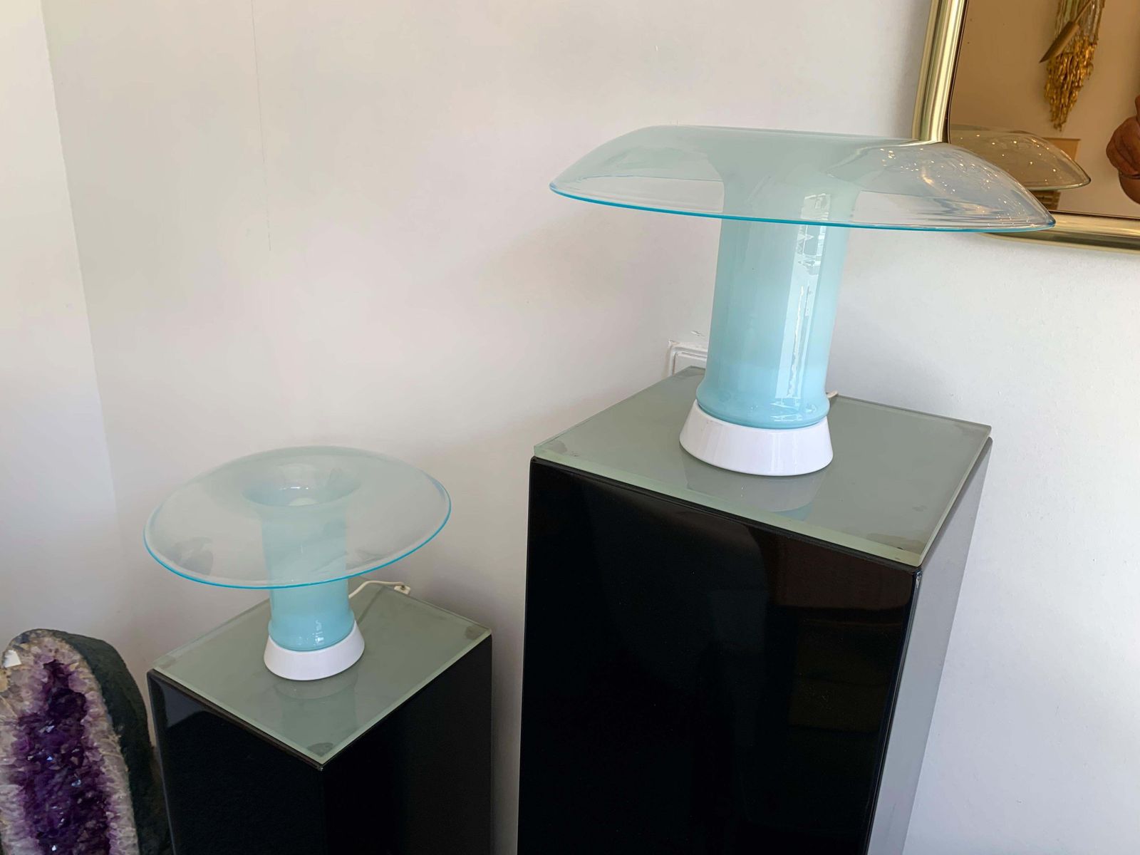 Pair Of Murano Glass Lamps By Carlo Nason For Selenova, Italy, 1970s photo Lighting