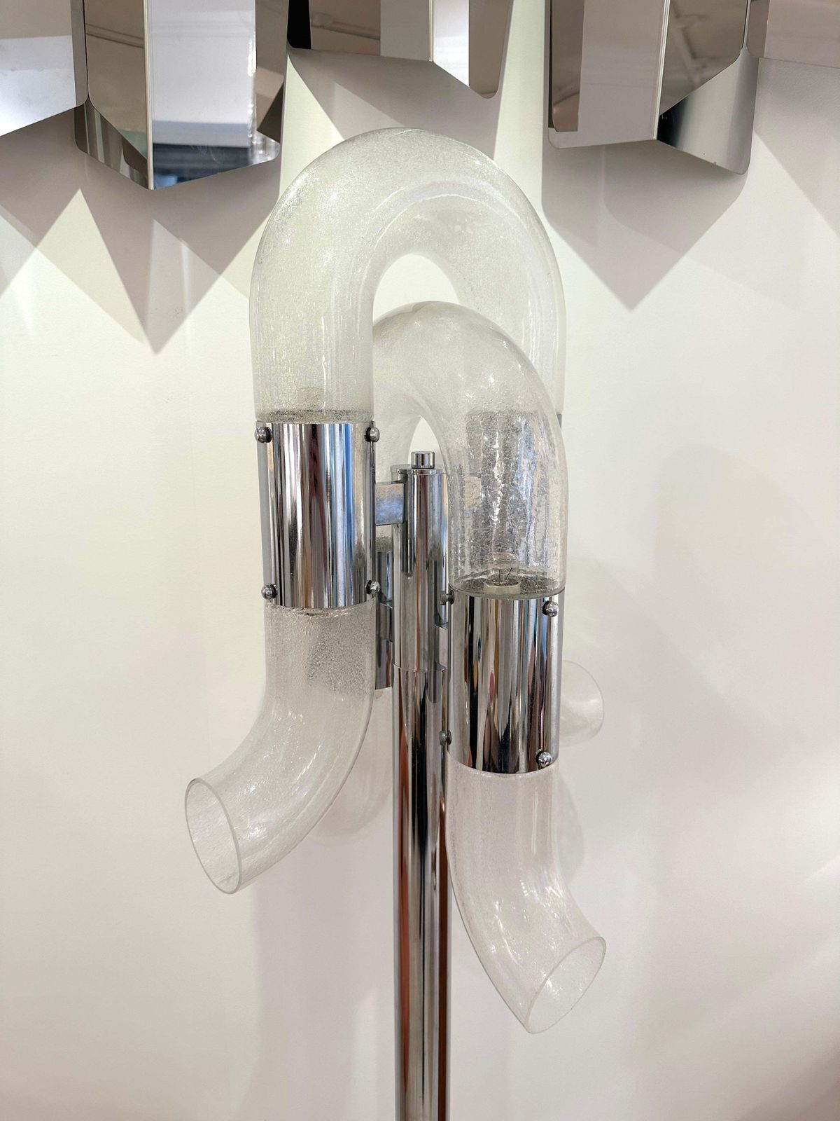 Floor Lamp Metal Chrome Murano Glass By Aldo Nason For Mazzega, Italy, 1970s photo 6008.0