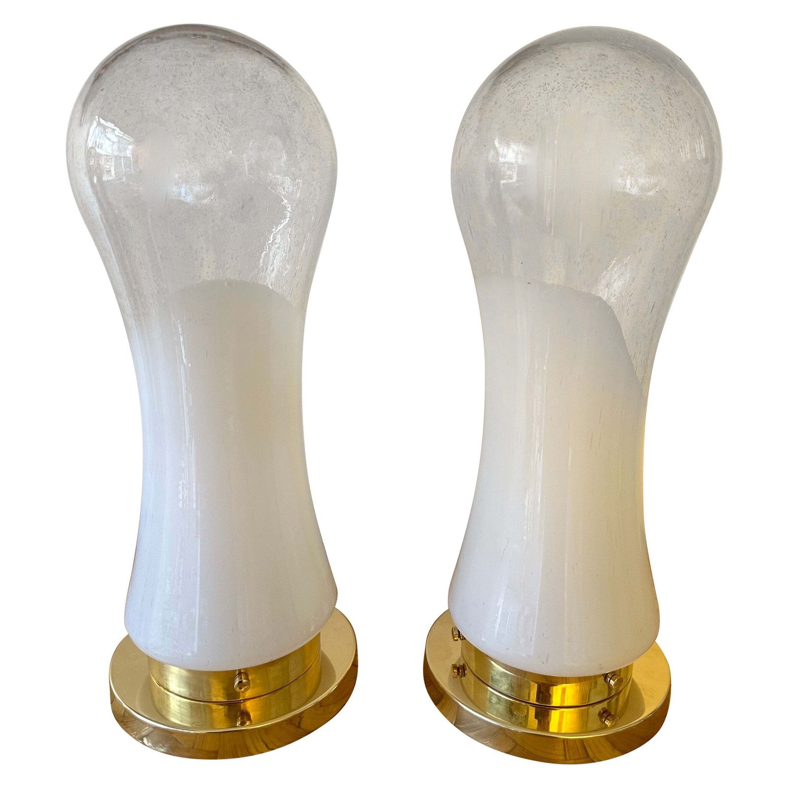 Pair Of Murano Glass And Brass Lamps By Mazzega, Italy, 1970s