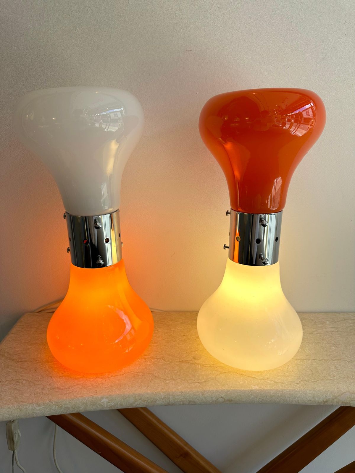 Lighting Pair Of Murano Glass Birillo Lamps By Carlo Nason For Mazzega, Italy, 1970s photo