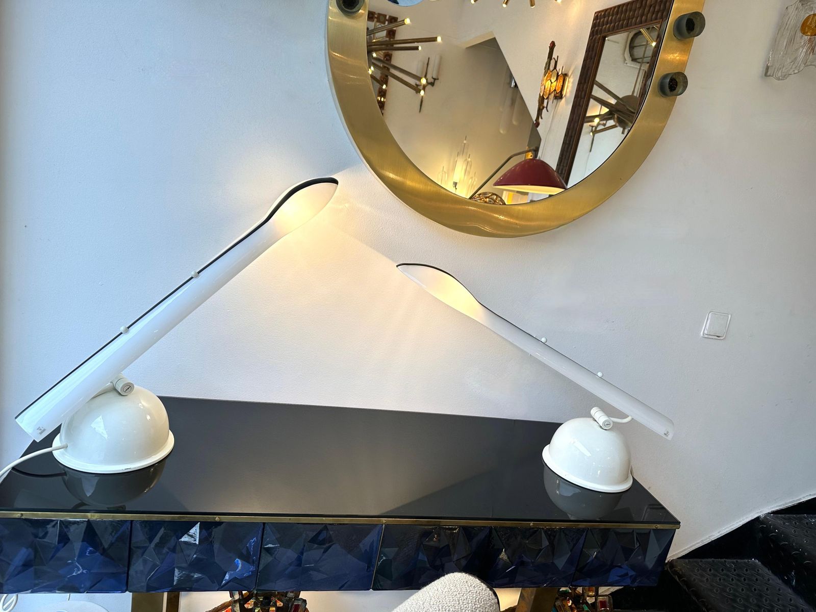 Pair Of Lamps Murano Glass And Metal By Itre, Italy, 1980s photo vinterior