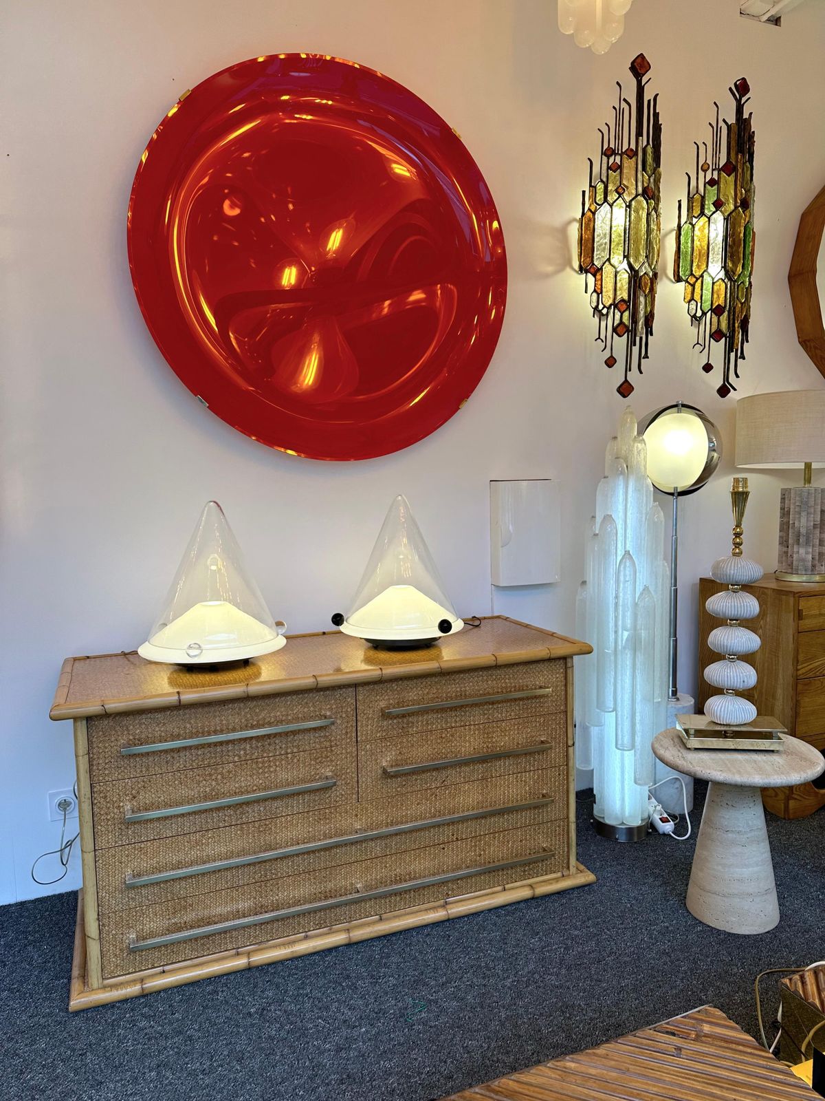 Pair Of Lamps Murano Glass By Leucos, Italy, 1980s photo furniture