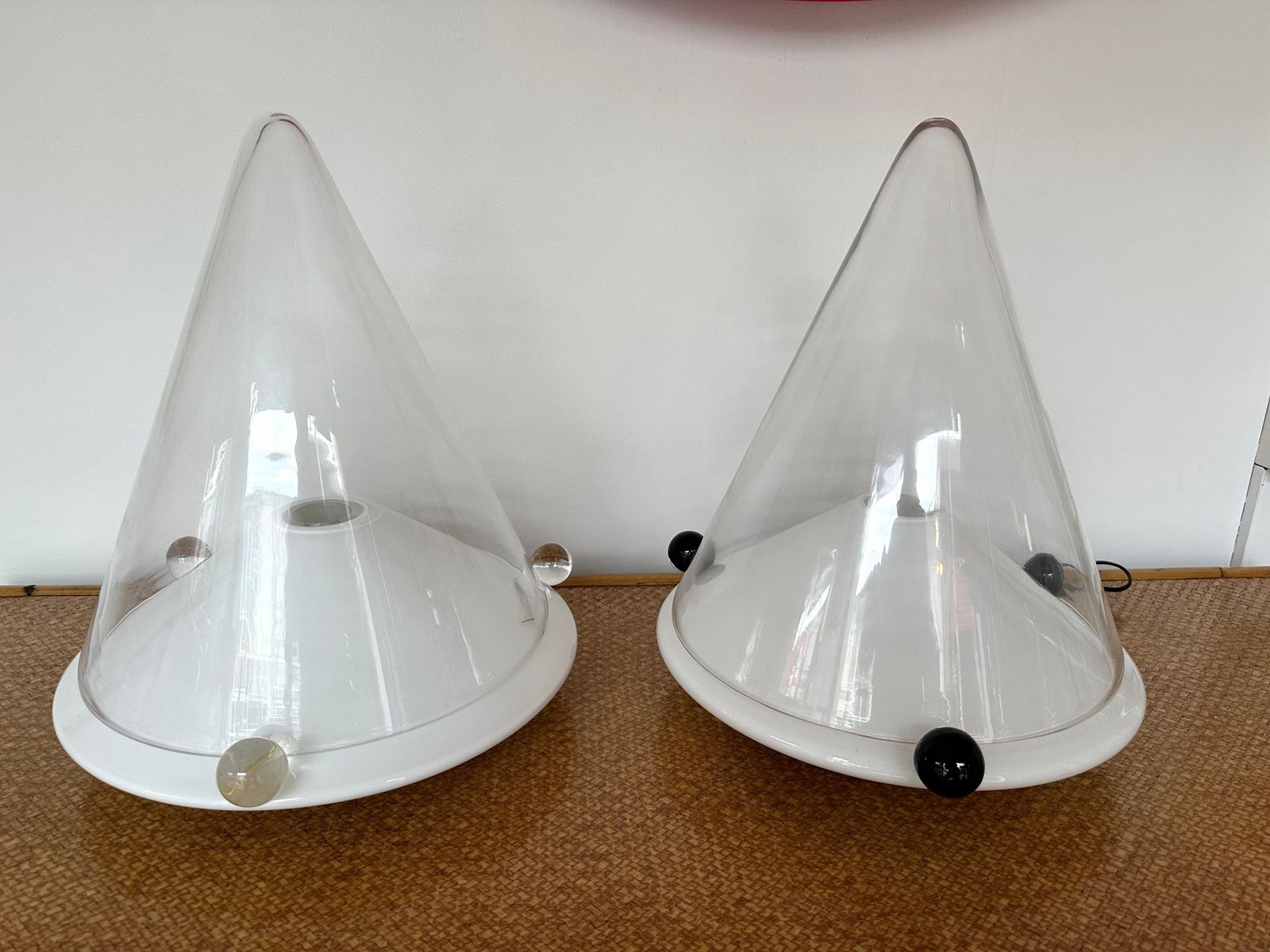 Lighting Pair Of Lamps Murano Glass By Leucos, Italy, 1980s photo