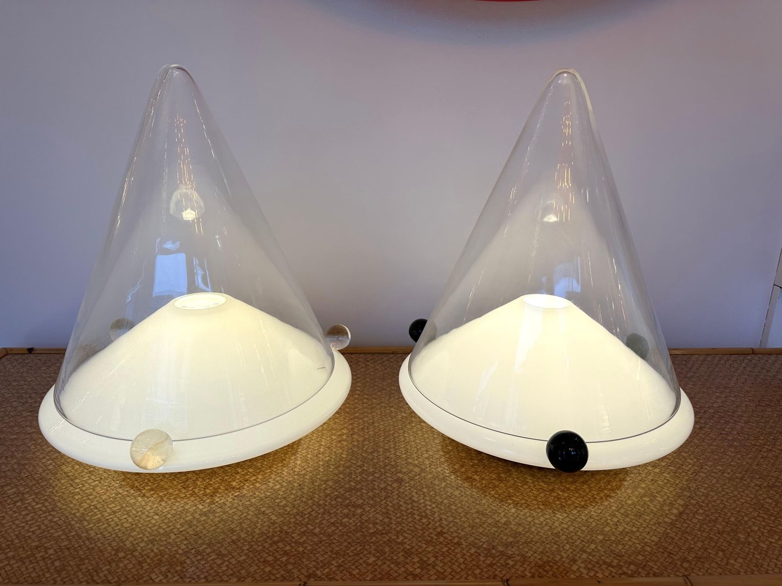 photo vinterior Pair Of Lamps Murano Glass By Leucos, Italy, 1980s