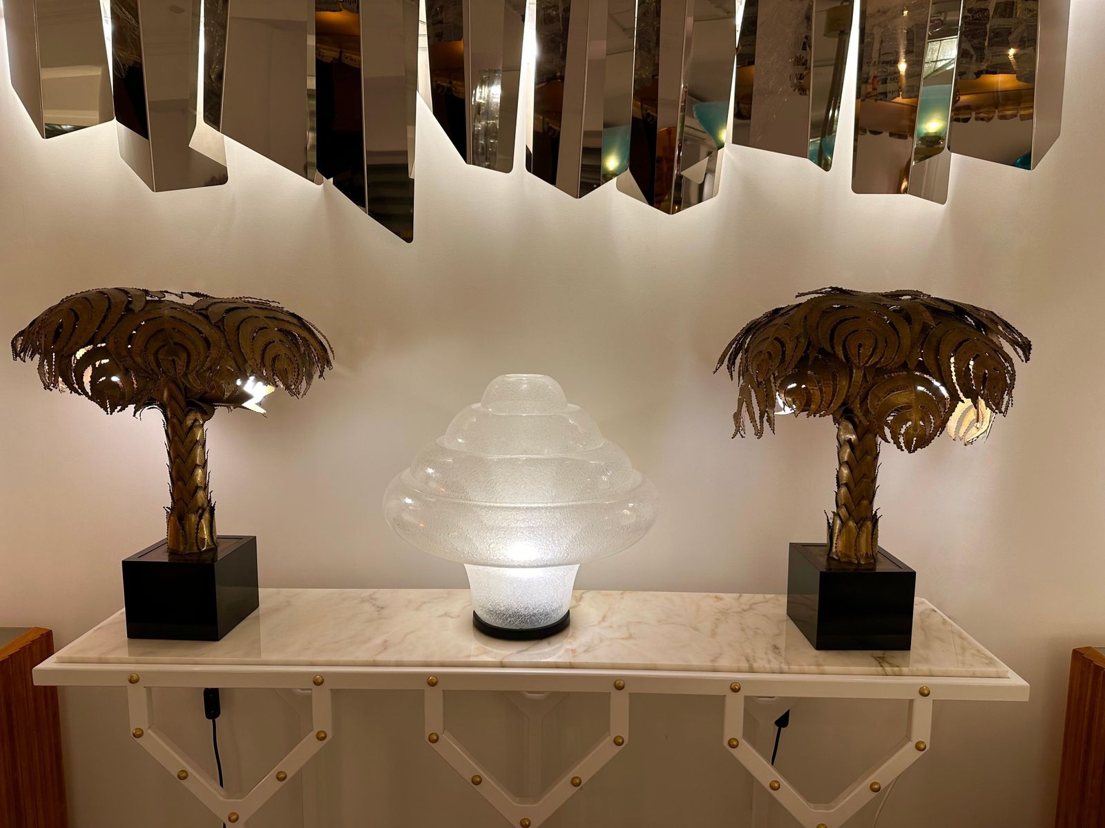 Lighting Lotus Lamp Lt305 Murano Glass And Metal By Carlo Nason For Mazzega, Italy, 1970s photo