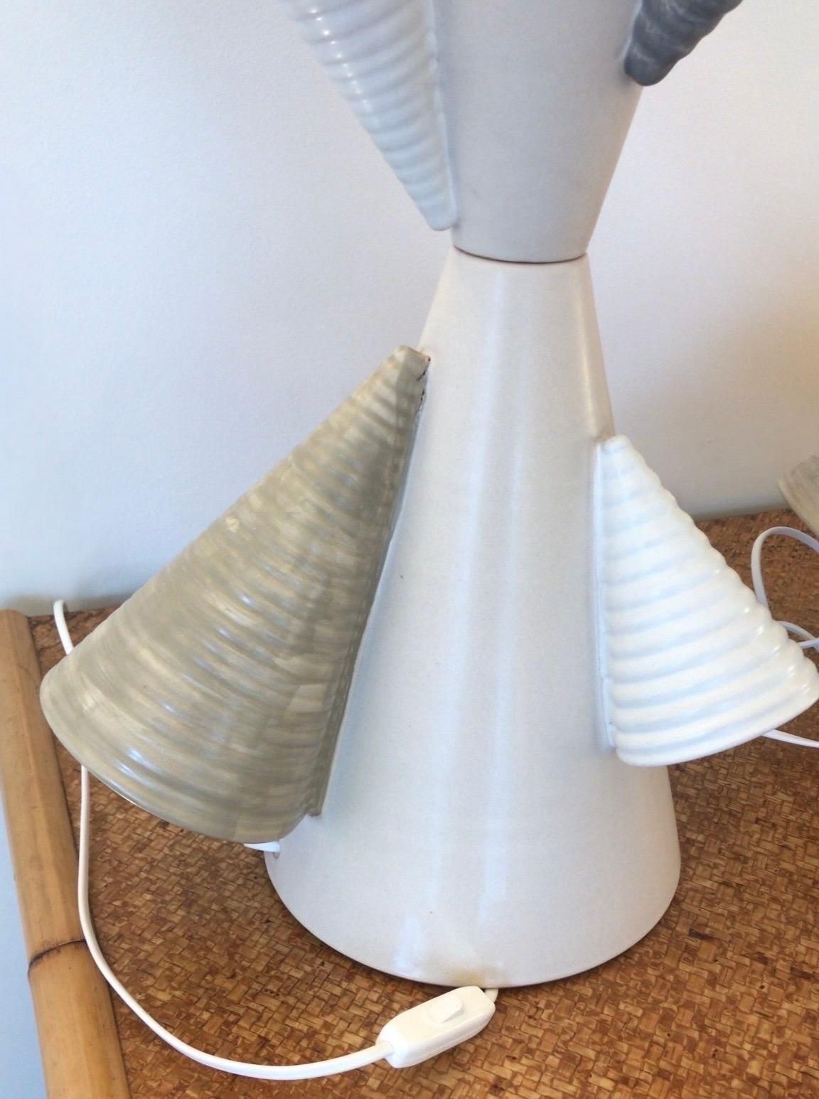 photo vinterior Contemporary Pair Of Ceramic Cone Lamps By Antonio Cagianelli, Italy