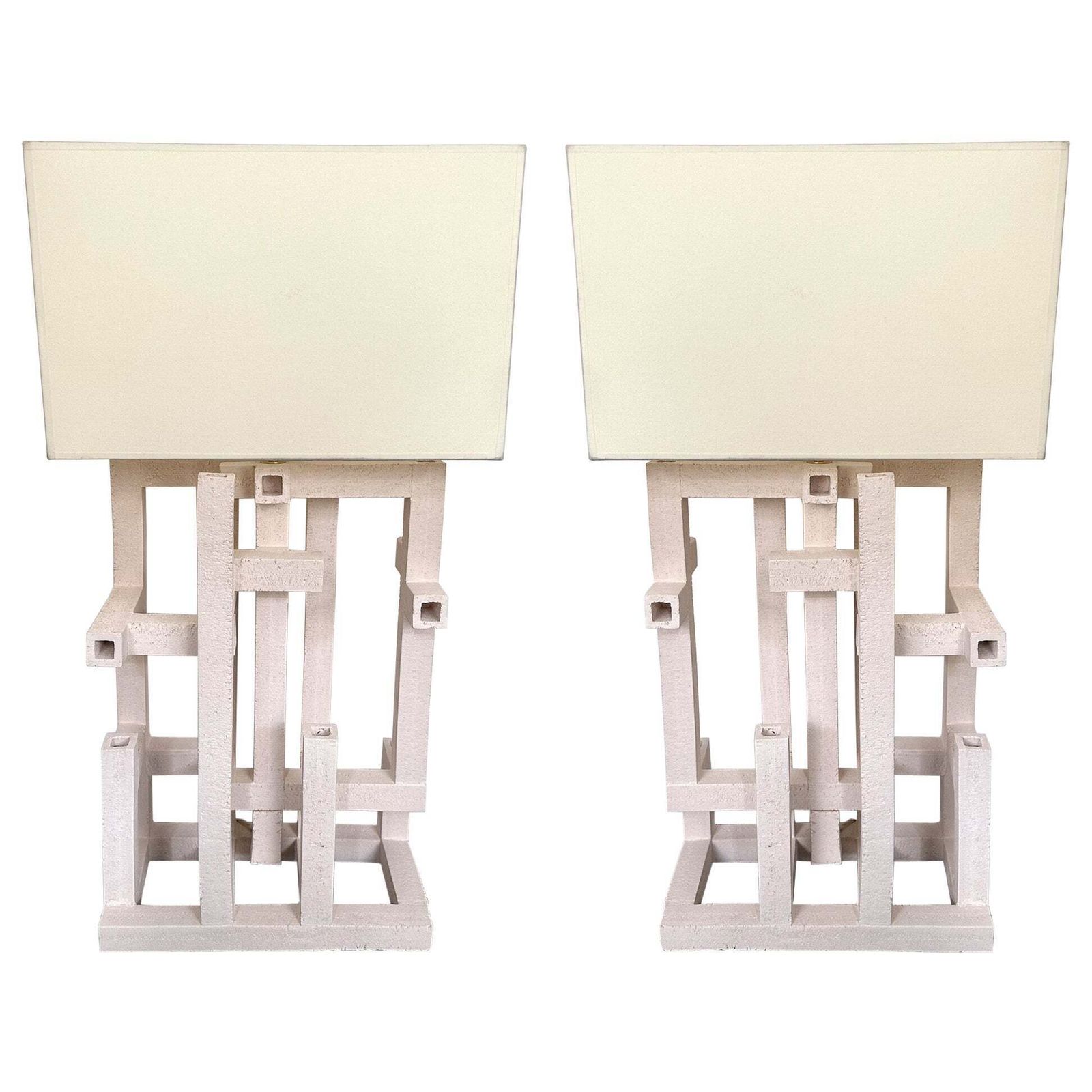 Contemporary Pair Of Labyrinth Ceramic Lamps By Roberto Renzi. Italy