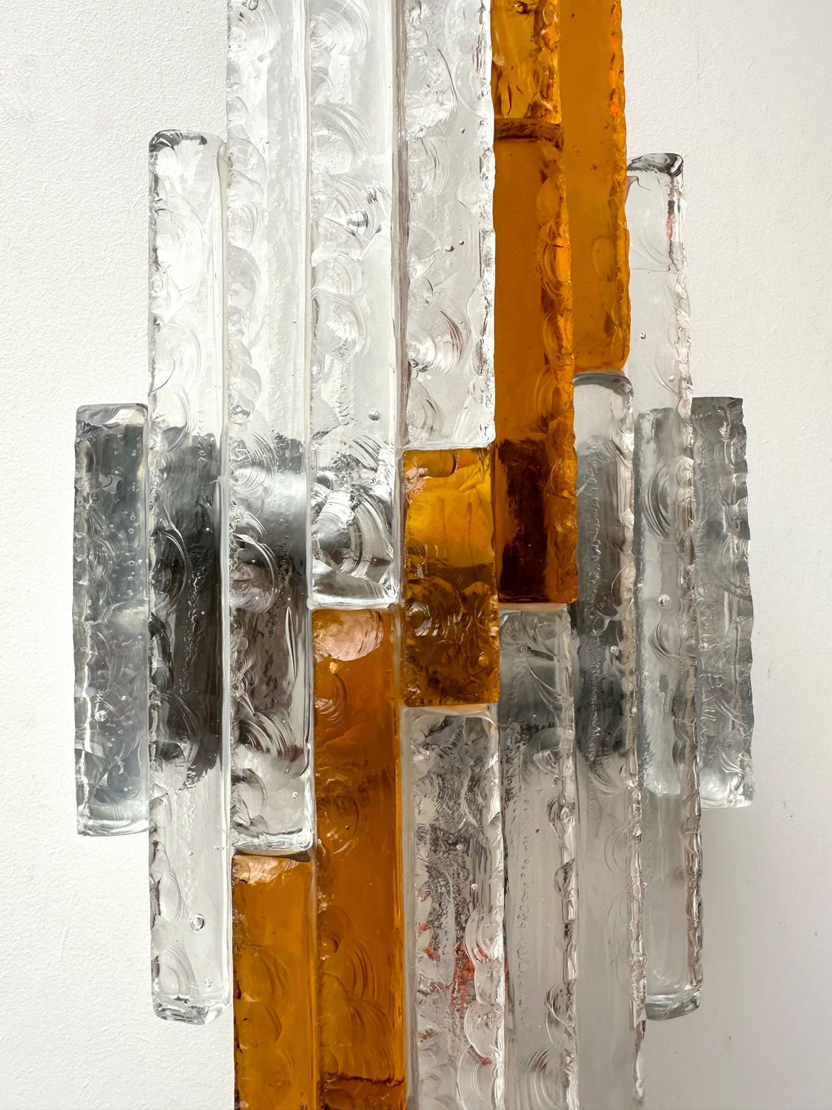 Hammered Glass Metal Sconce By Poliarte, Italy, 1970s photo buy