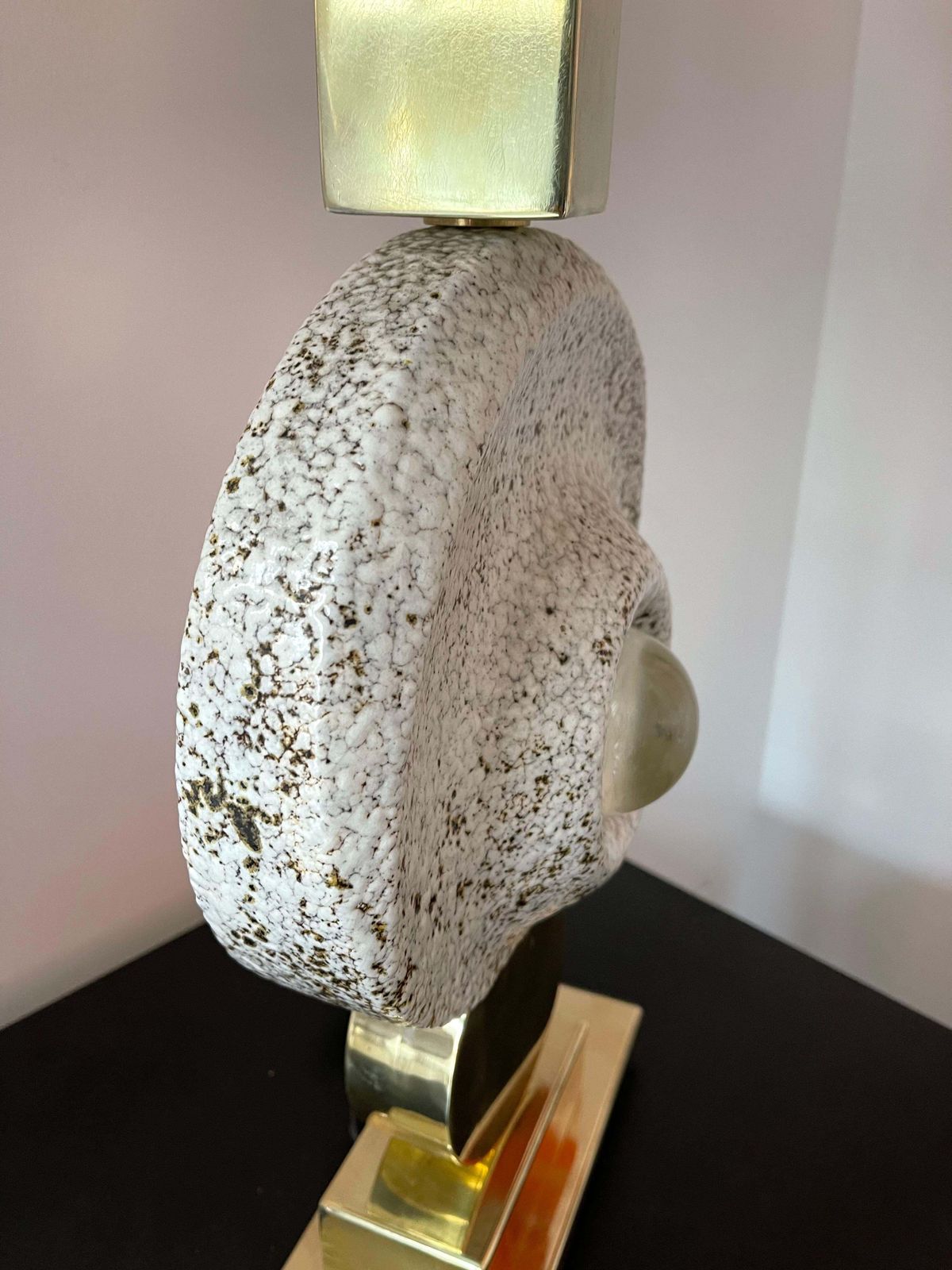 Contemporary Brass Ceramic Murano Glass Eye Sculpture Lamp, Italy photo 2395.0
