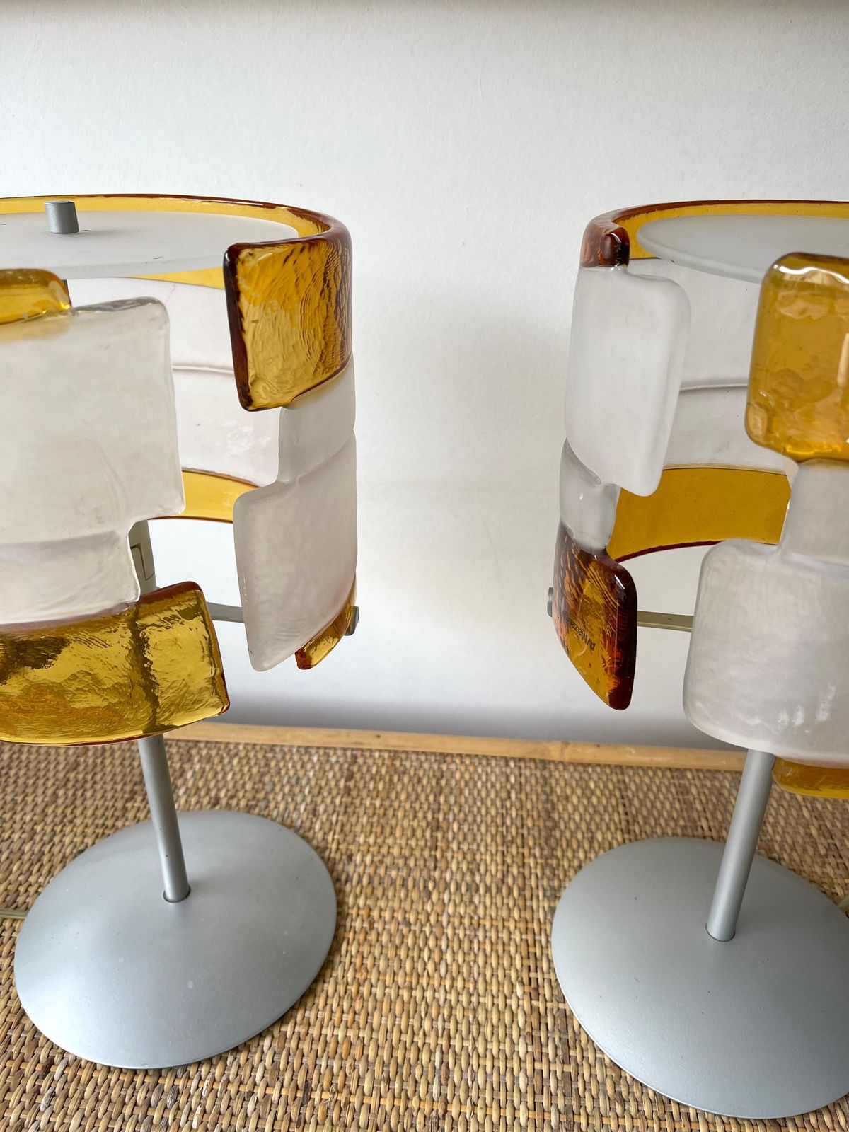Lighting Pair Of Murano Glass Lamps By Mazzega, Italy, 1980s photo
