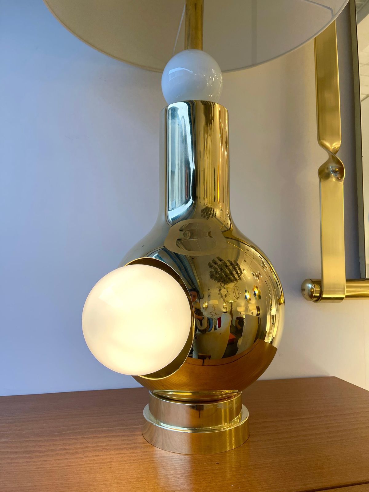photo for sale Contemporary Brass Pair Of Eyes Ball Lamps, Italy