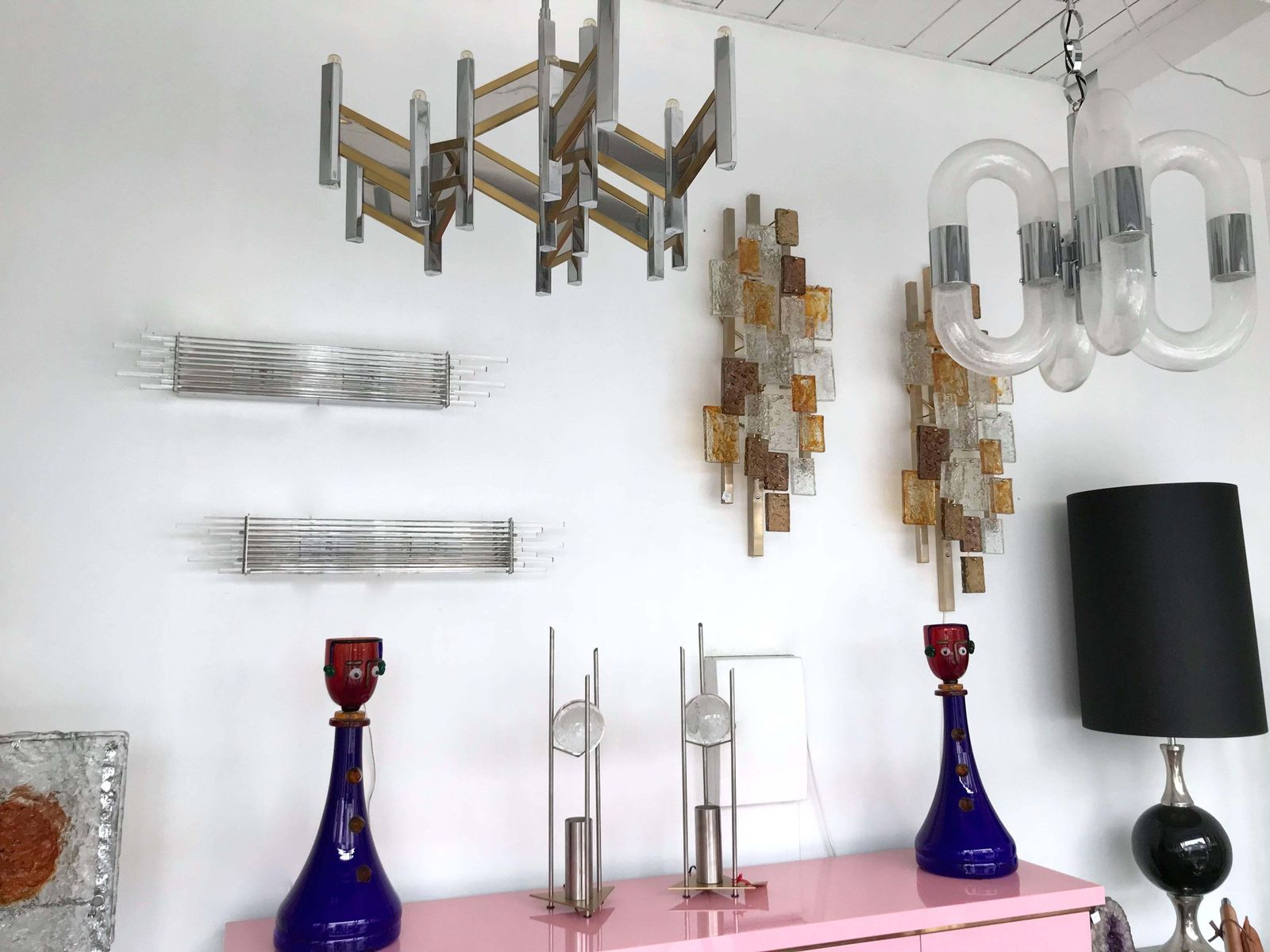 Pair Of Sconces Glass Rods And Chrome By Vistosi Murano, Italy, 1990s photo Lighting