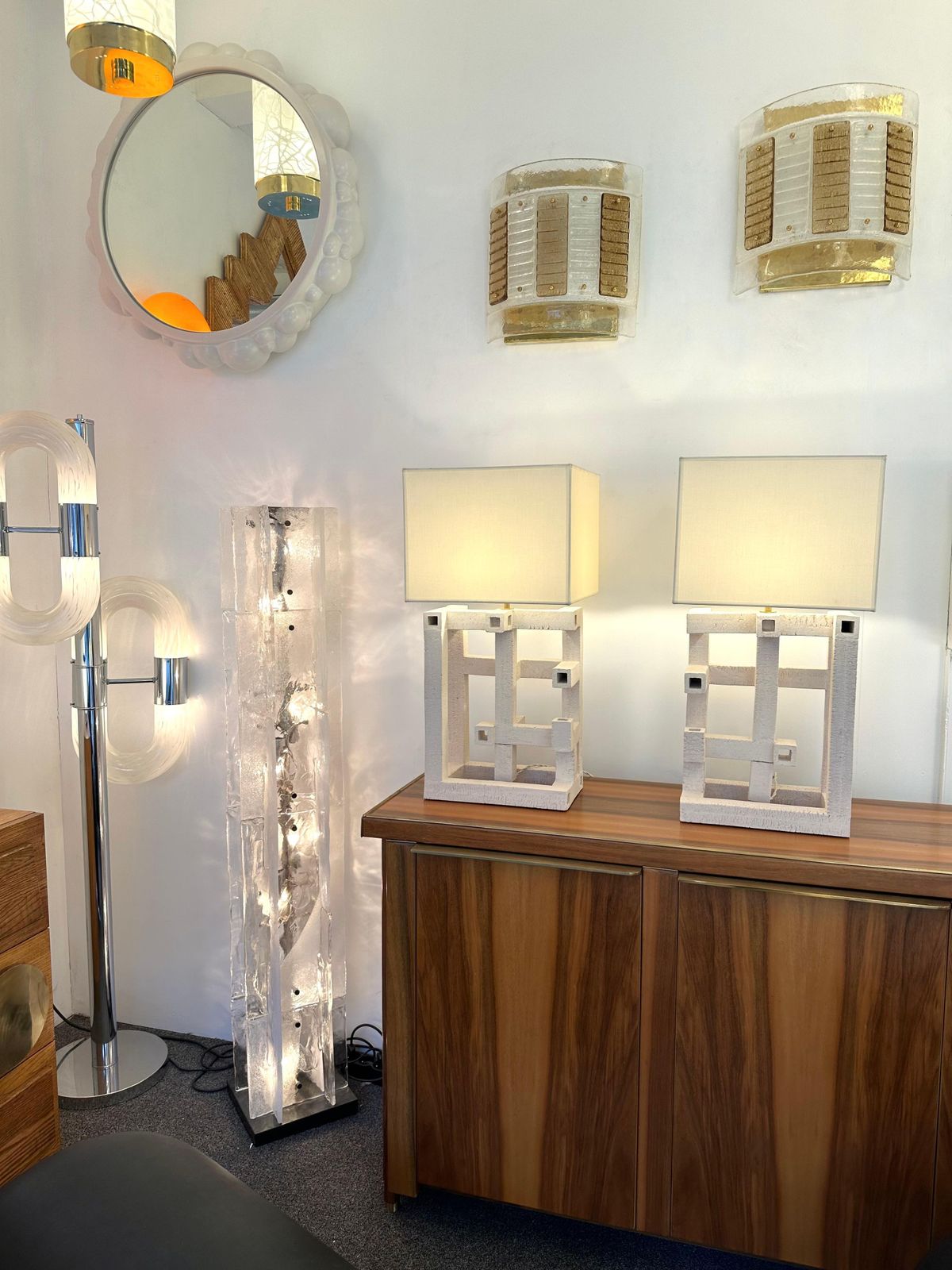 photo furniture Contemporary Pair Of Labyrinth Ceramic Lamps By Roberto Renzi. Italy