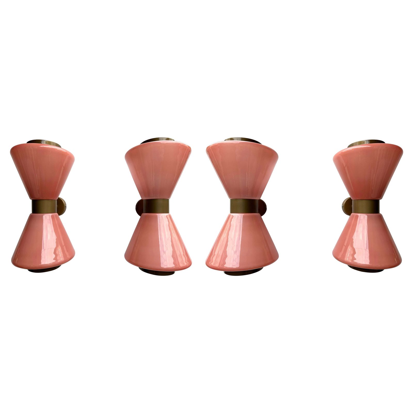 Pair Of Diabolo Sconces Pink Murano Glass. Italy