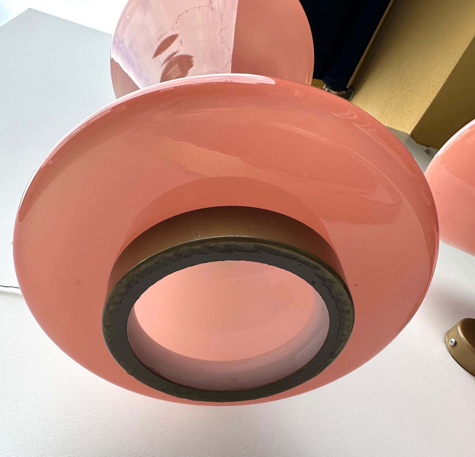 Pair Of Diabolo Sconces Pink Murano Glass. Italy photo vinterior
