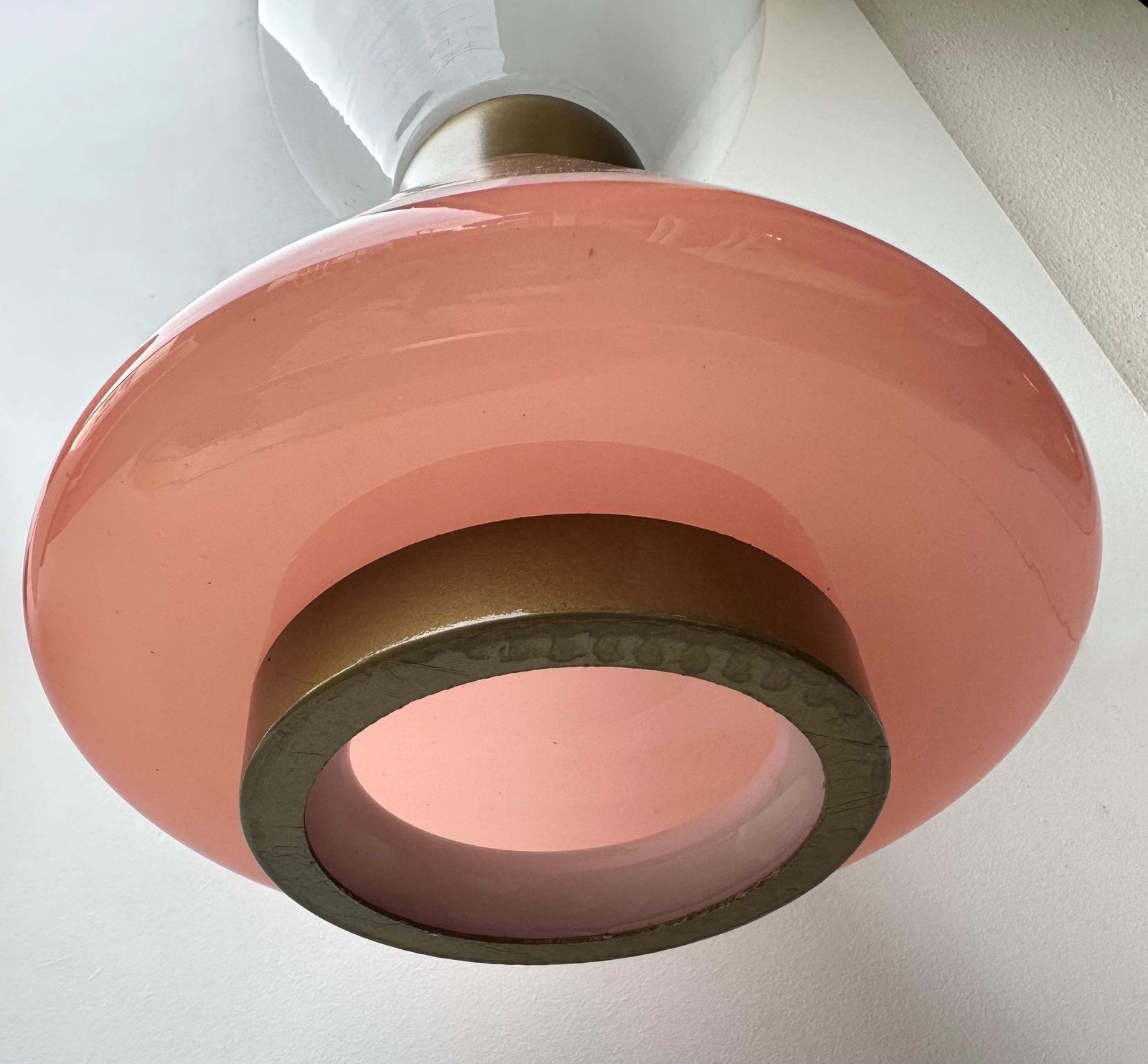 Pair Of Diabolo Sconces Pink And White Murano Glass. Italy photo 2993.0