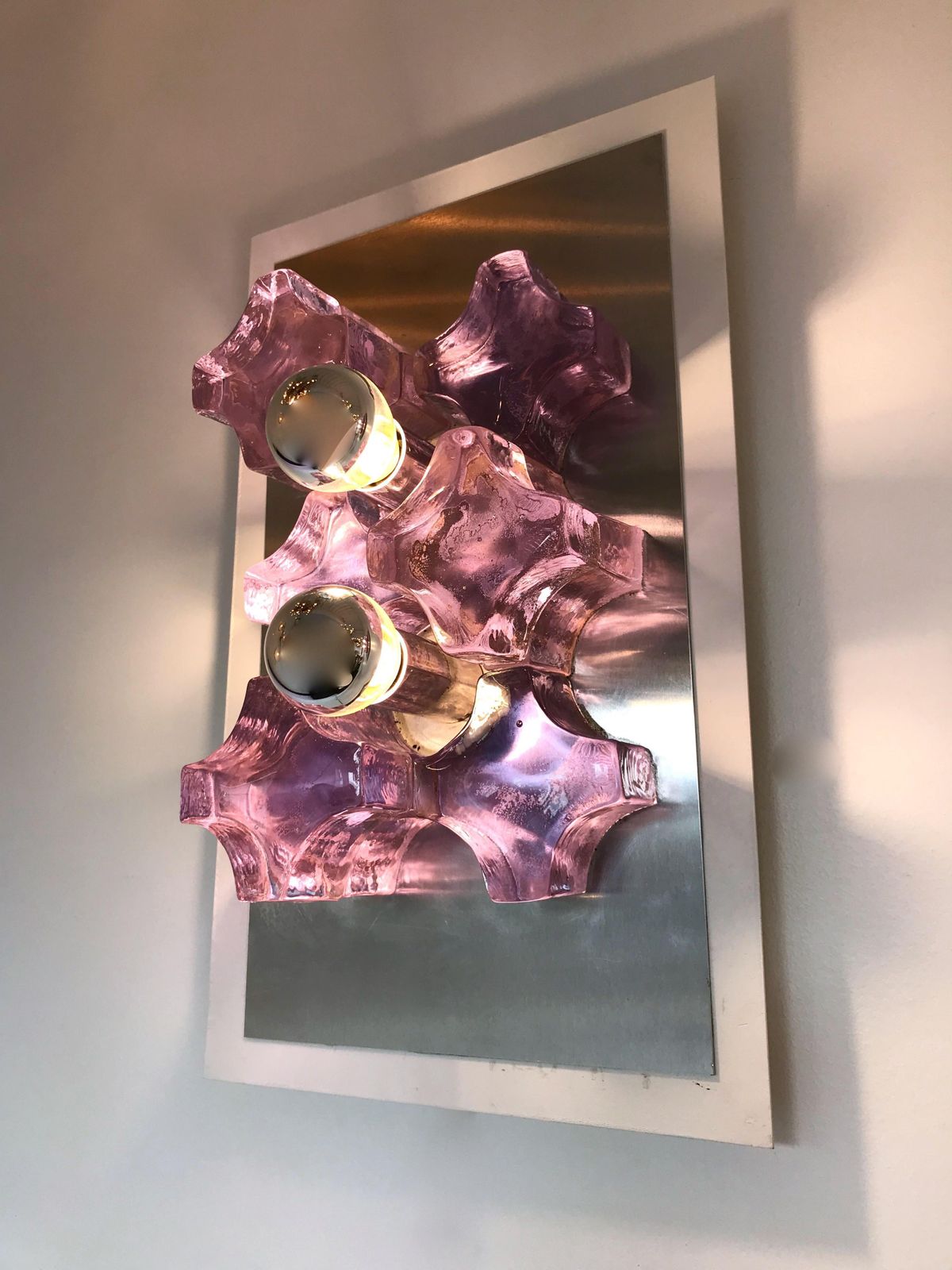 Pair Of Sconces Pressed Glass By Biancardi And Jordan Arte, Italy, 1970 photo Lighting