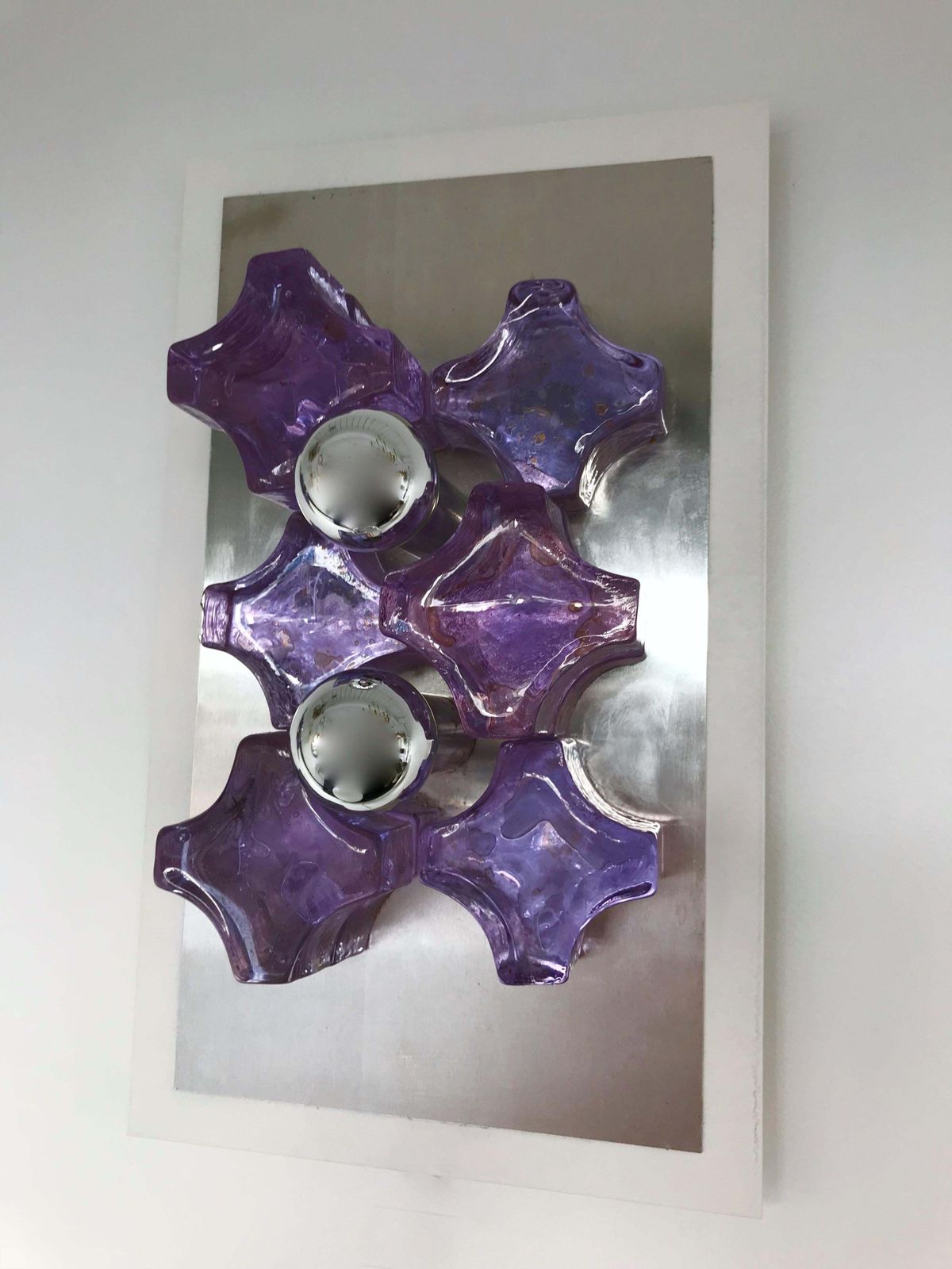 Lighting Pair Of Sconces Pressed Glass By Biancardi And Jordan Arte, Italy, 1970 photo