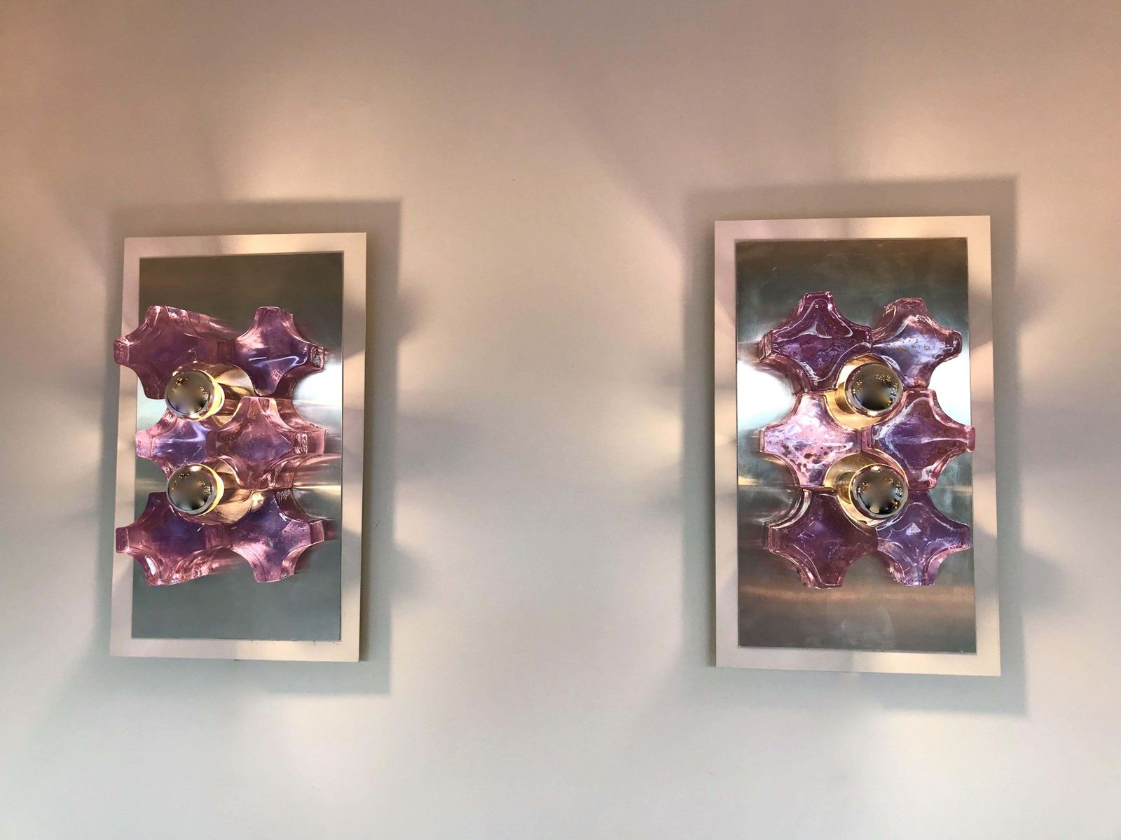 2993.0 Pair Of Sconces Pressed Glass By Biancardi And Jordan Arte, Italy, 1970 photo