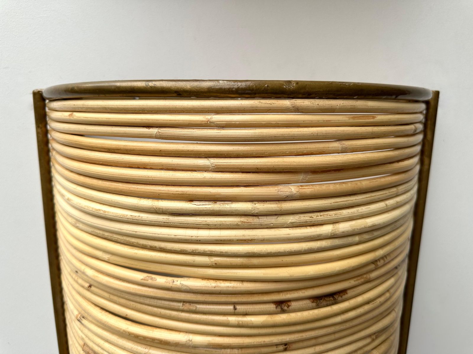photo buy Pair Of Rattan And Gilt Metal Sconces. Italy, 2000s