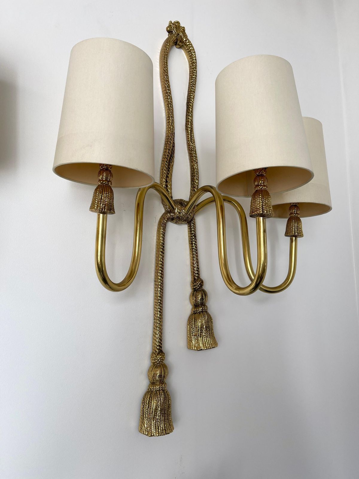 Pair Of Gilt Bronze And Brass Knot Sconces By Valenti. Spain, 1980s photo furniture